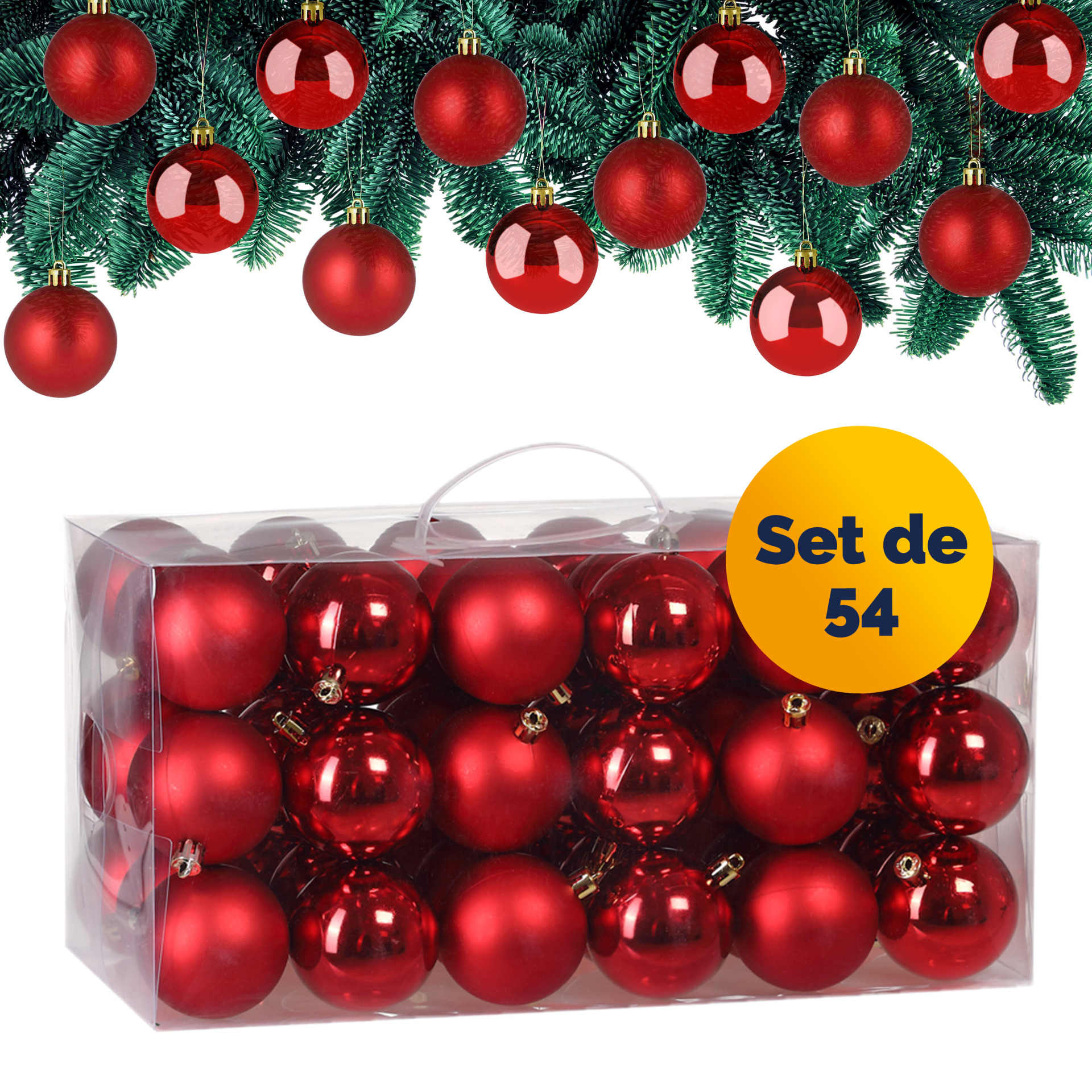 Weihnachtskugeln Rot 54-tlg in matt + glänzend