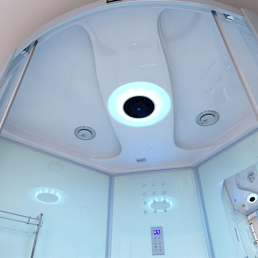Dampfdusche mit Whirlpoolfunktion und Dampfsauna EXCLUSIVE - 150 x 150 cm Weiß