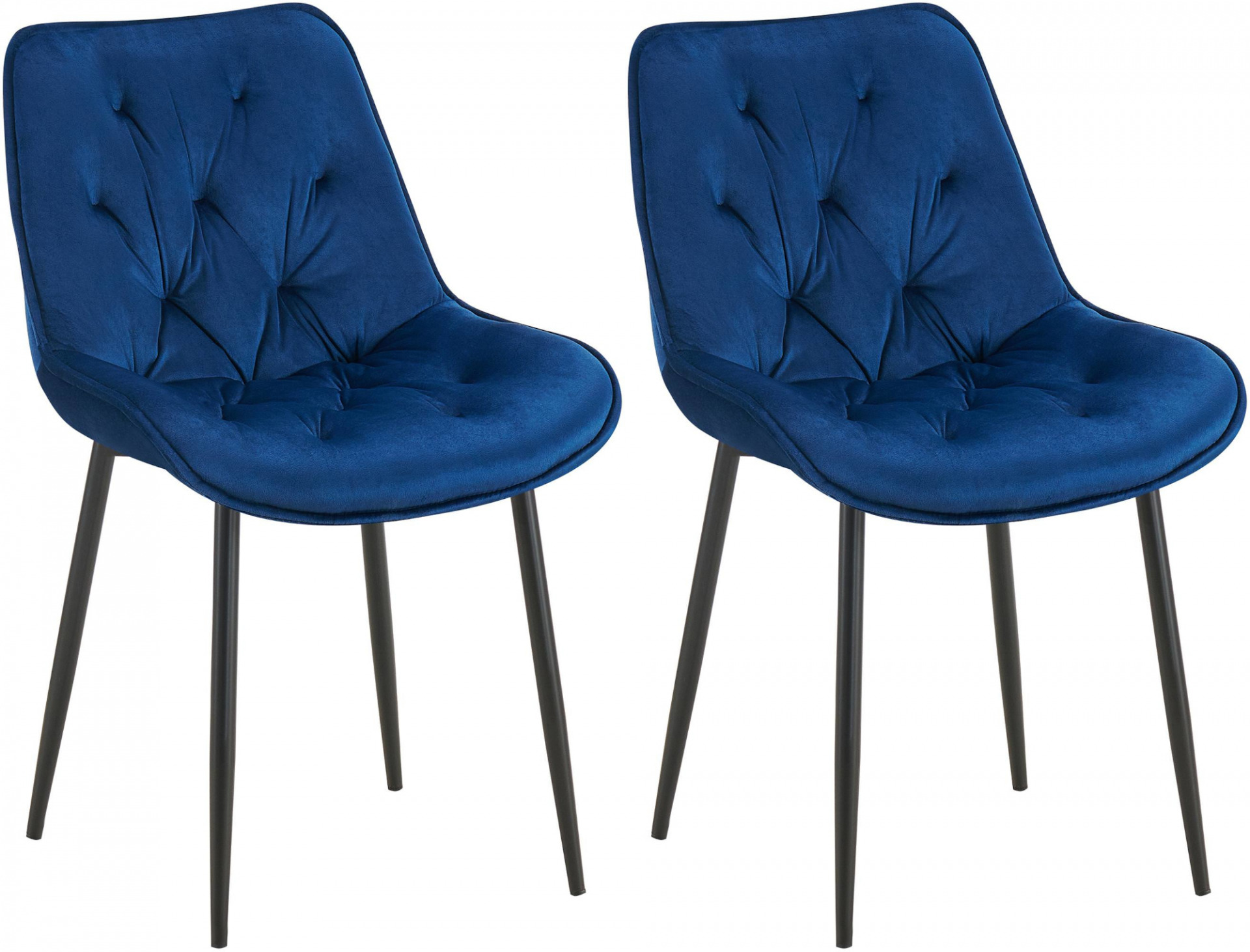 2er Set Esszimmerstuhl Wallace Samt, blau