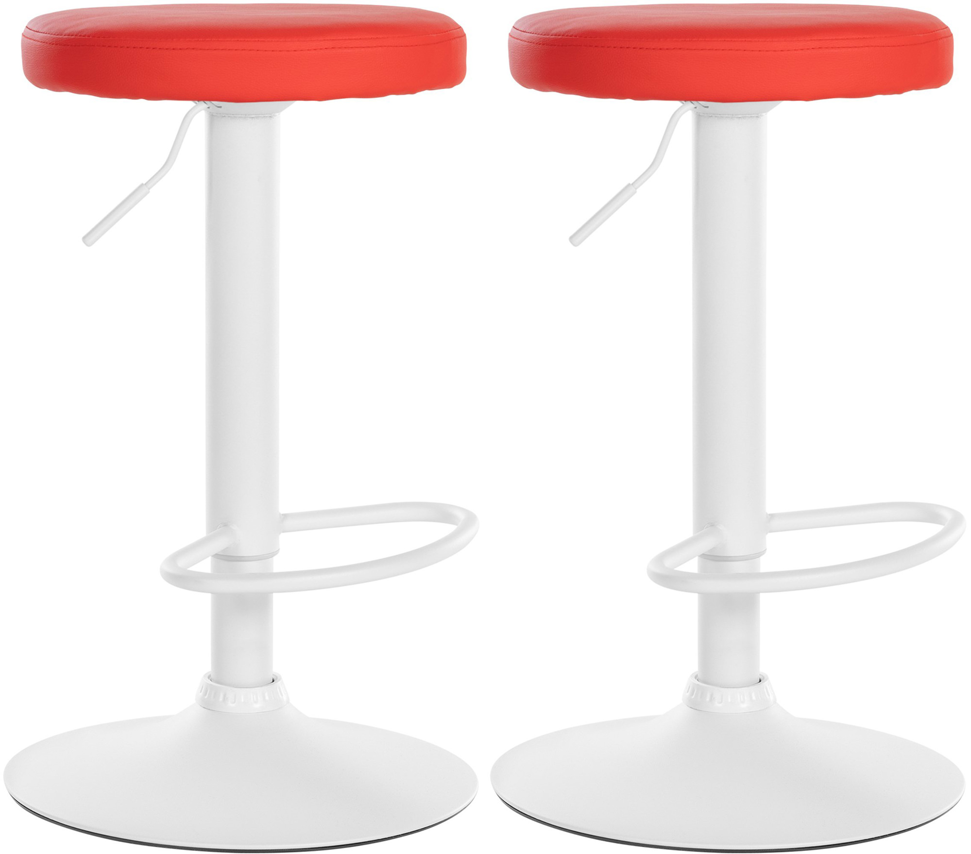 2er Set Barhocker Ponte Kunstleder weiß, rot
