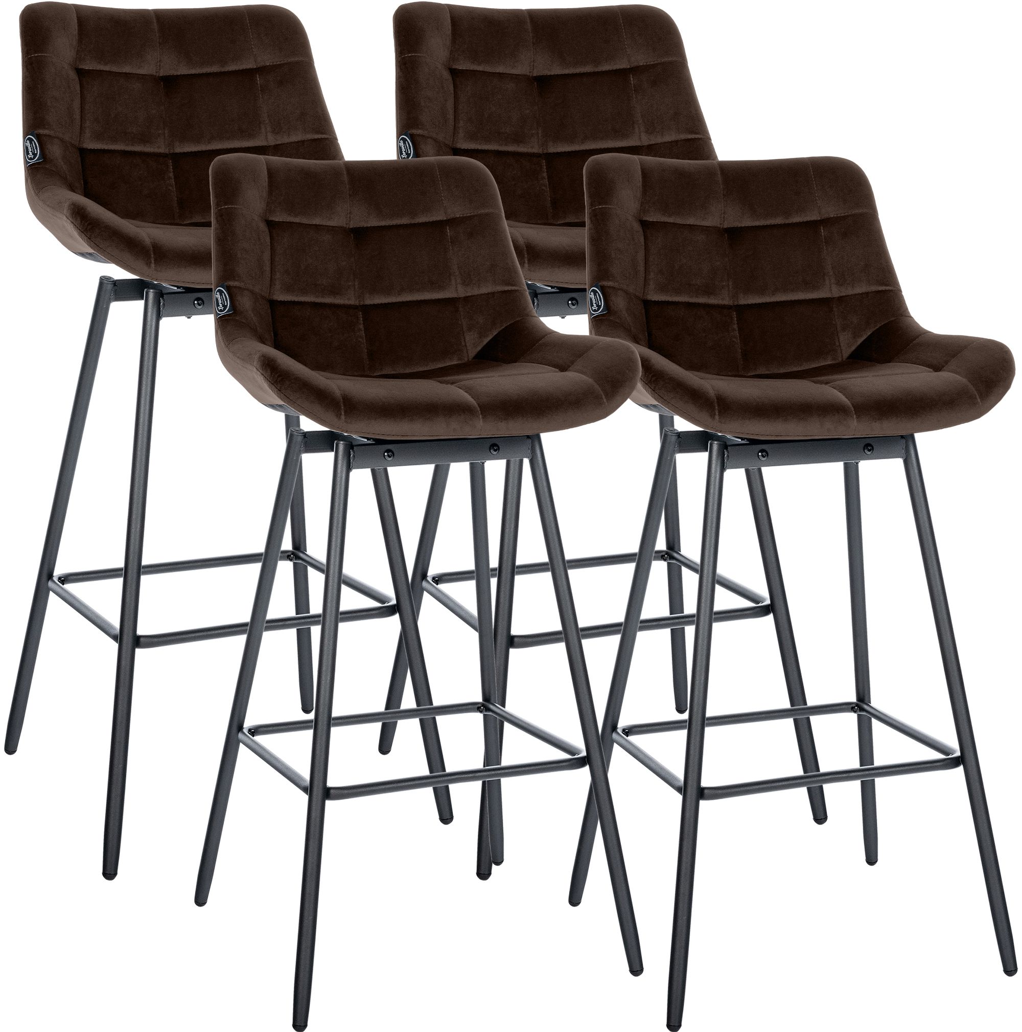 4er Set Barhocker Weston Schwenkbar Samt, braun