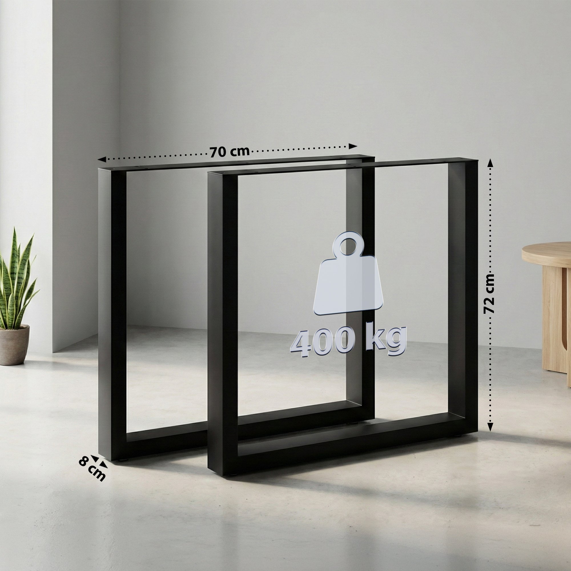 2x Tischbeine Ilkan, 70 cm, schwarz