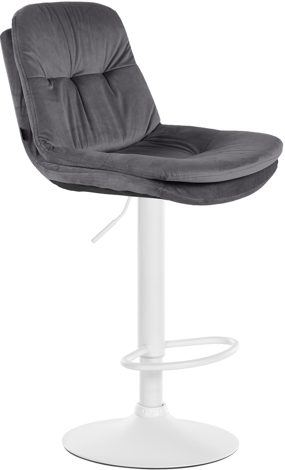 Barhocker Laurel Samt weiß, dunkelgrau