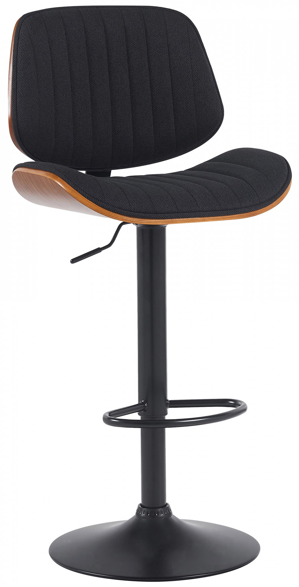 Barhocker Clawson Stoff schwarz, walnuss/schwarz