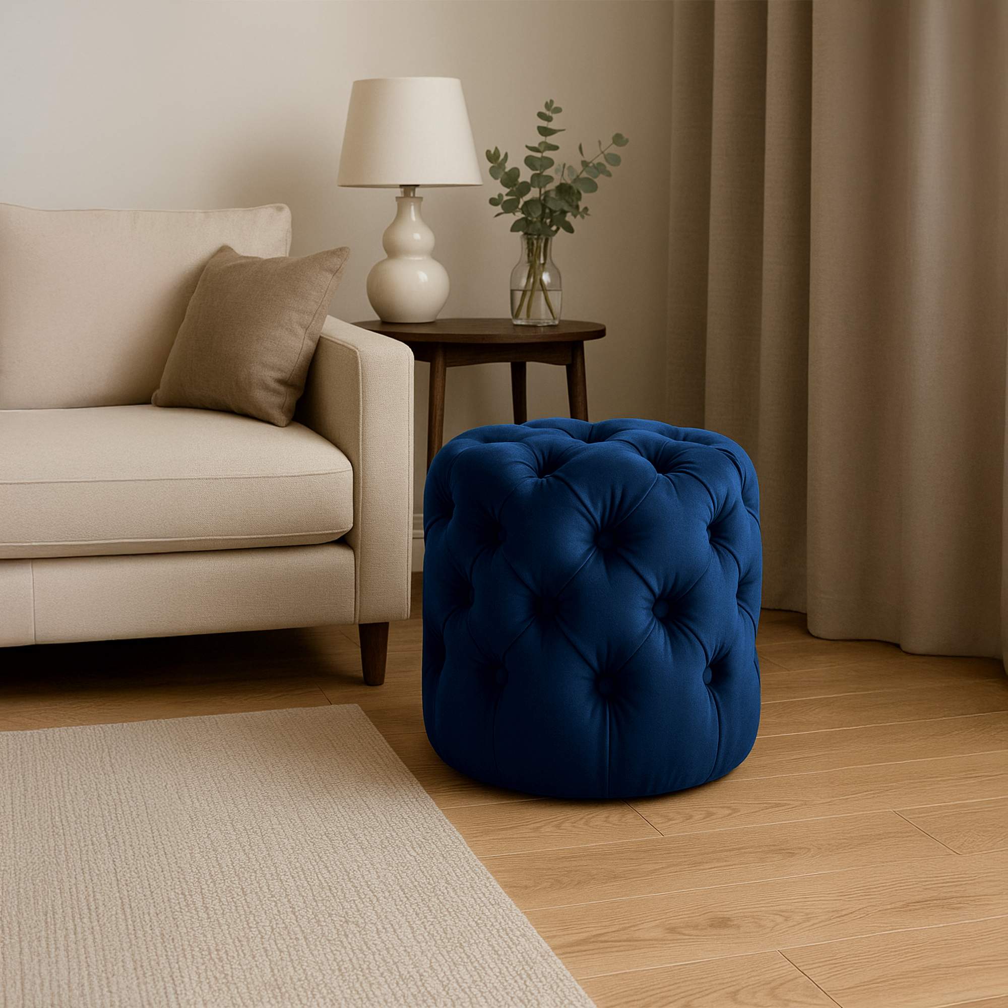 Sitzhocker Drancy Samt M, blau