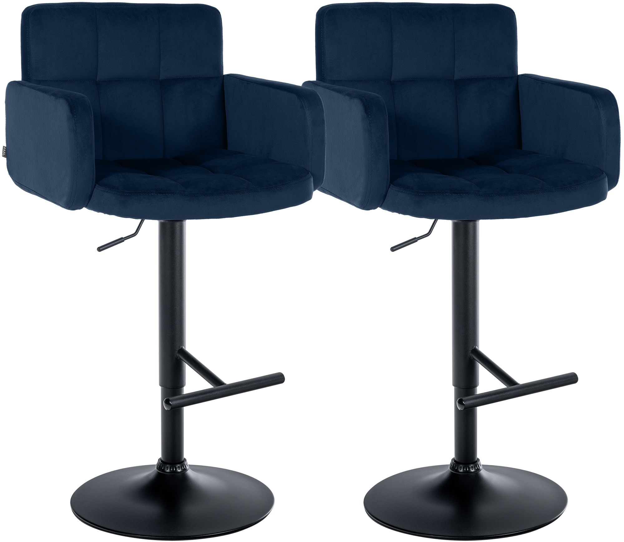 2er Set Barhocker Los Angeles Samt schwarz, blau
