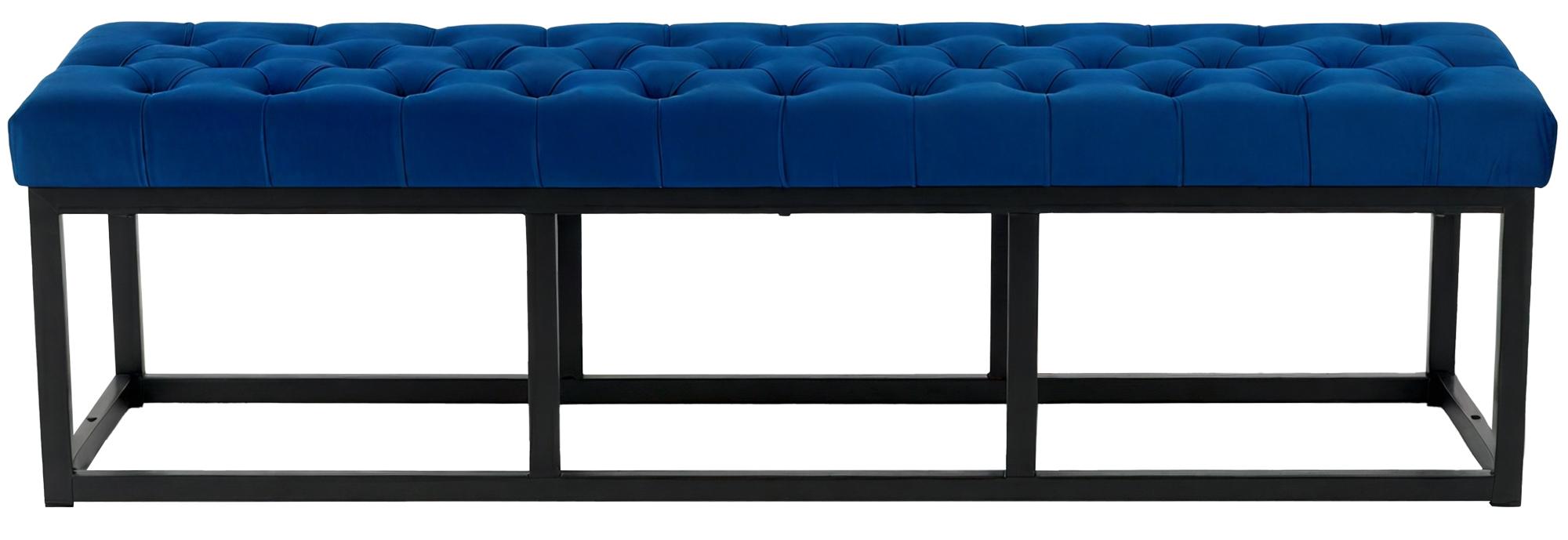 Sitzbank Polson Samt Schwarz 150 cm, blau