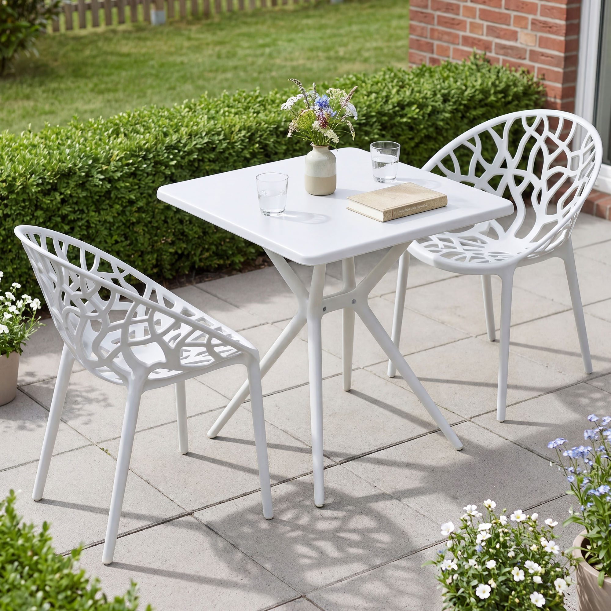 Gartenmöbel-Set Lumera mit 2 Stühlen, weiß