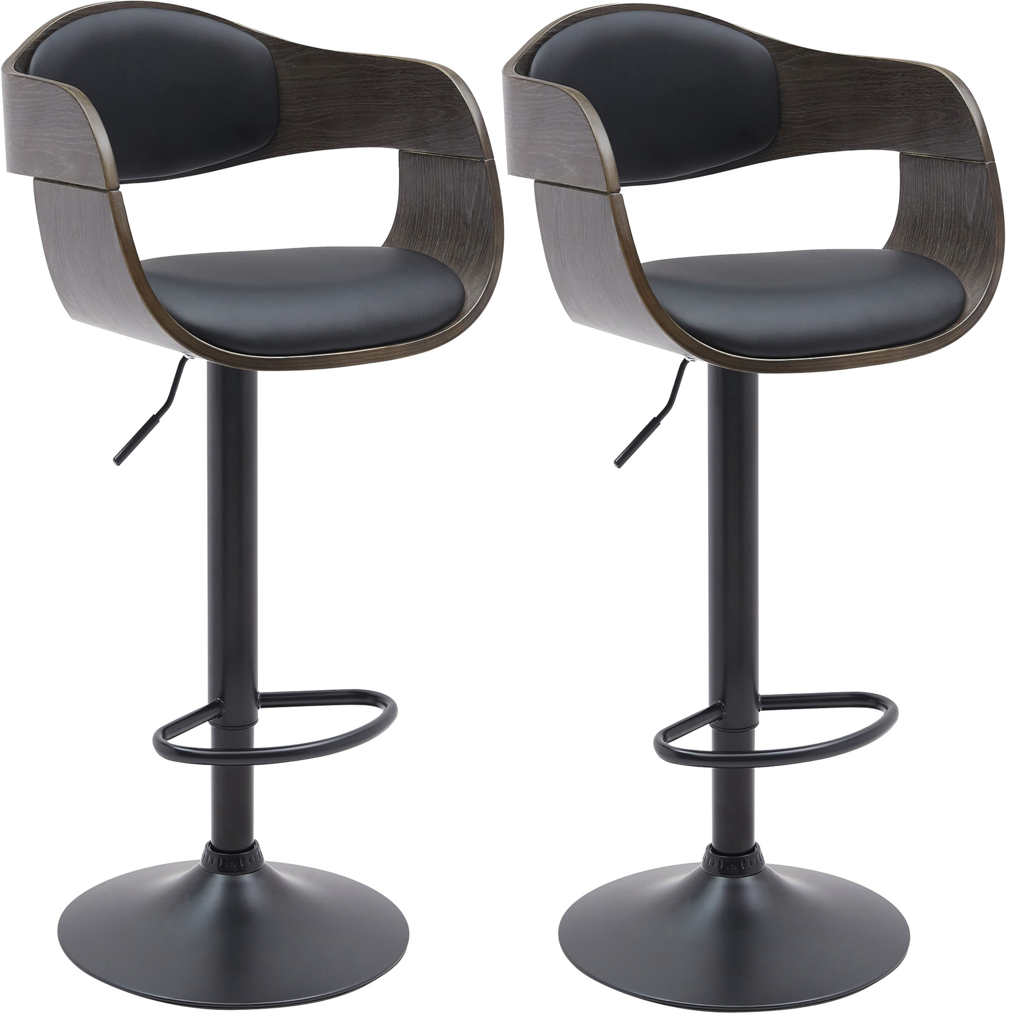 2er Set Barhocker Kingston B Kunstleder, schwarz/grau