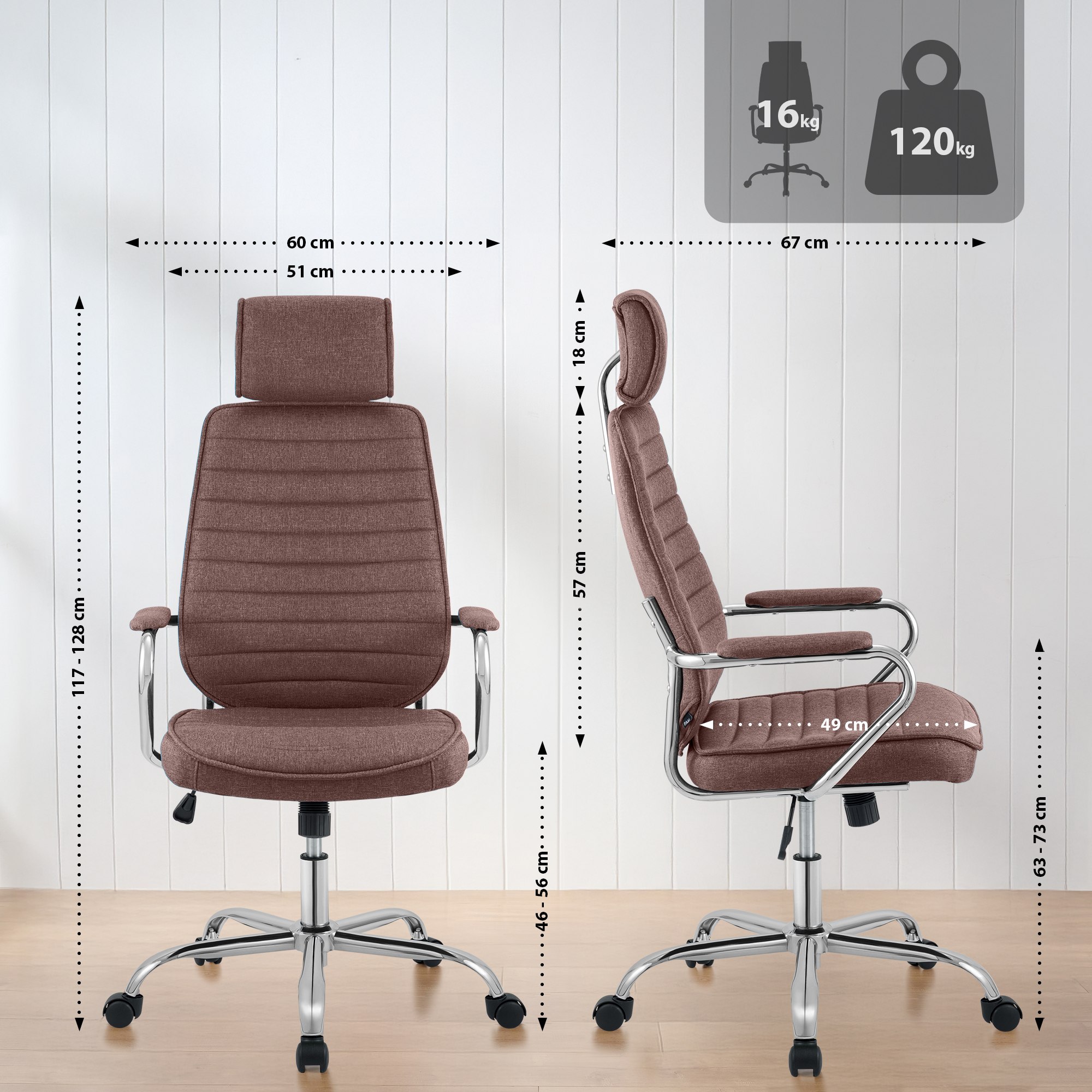 Bürostuhl Rako Stoff, braun