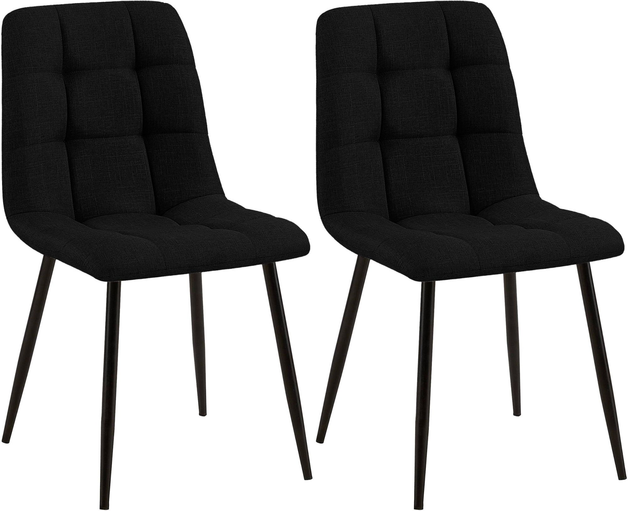 2er Set Esszimmerstuhl Tilde Stoff, schwarz