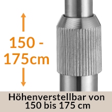 Design Bogenlampe Grau Leinen 150-175cm verstellbar