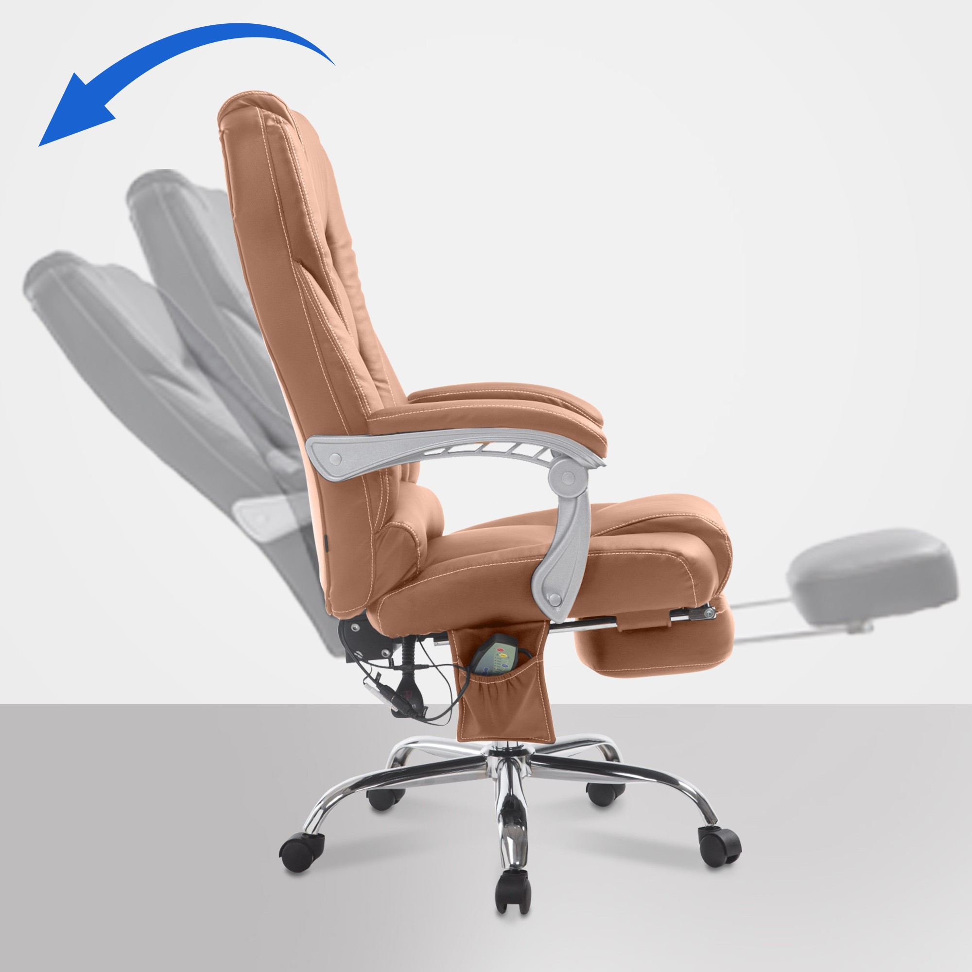 Bürostuhl Pacific mit Massagefunktion V2 Kunstleder, hellbraun