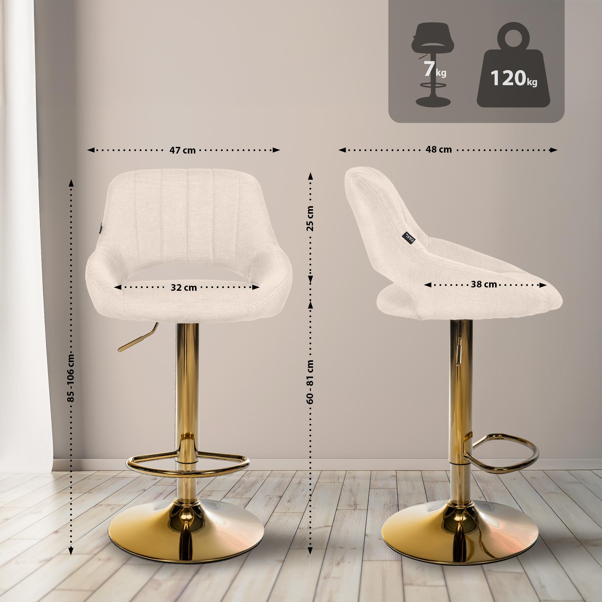 Barhocker Milet Stoff gold, creme