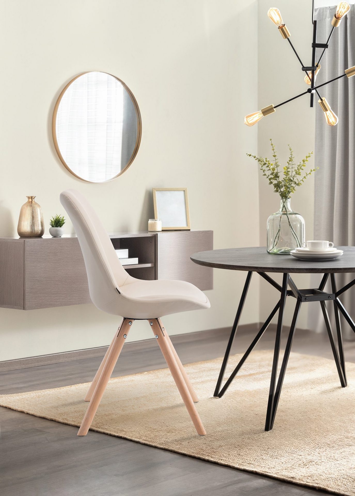 Besucherstuhl Laval Natura Rund, creme
