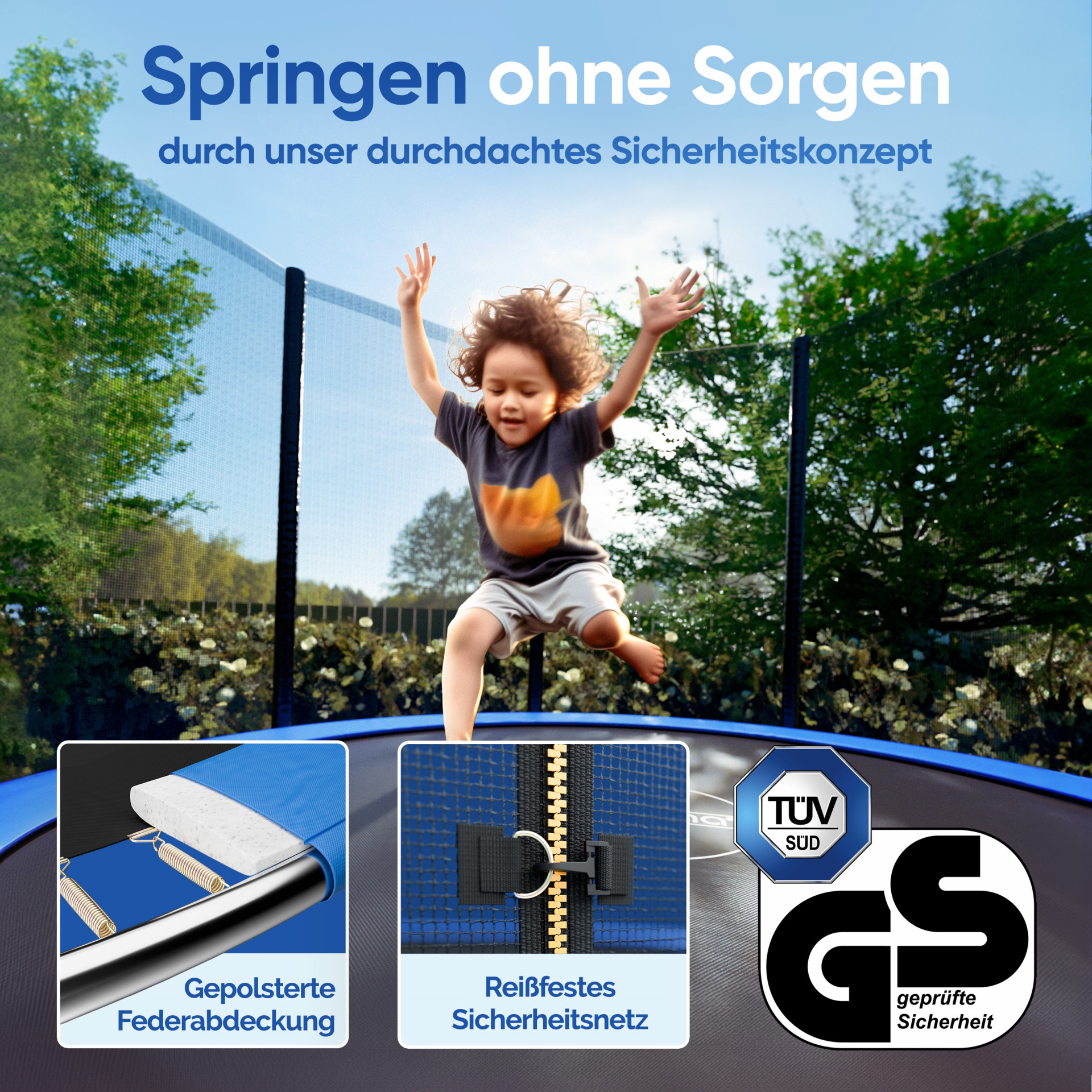 Trampolin Ø183 cm inkl Sicherheitsnetz TÜV Rheinland GS