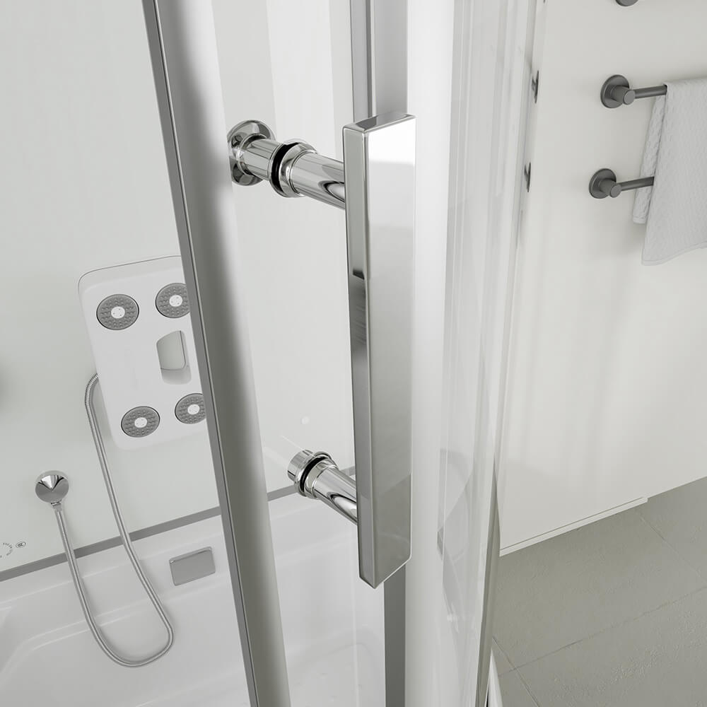 Duschkabine mit Badewanne ALLIN 2IN1 - 170 x 90 Weiß Rechts