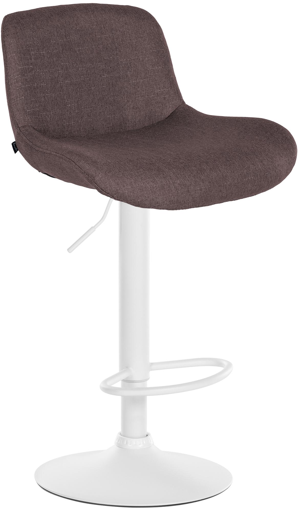 Barhocker Solon Weiß Stoff, dunkelbraun