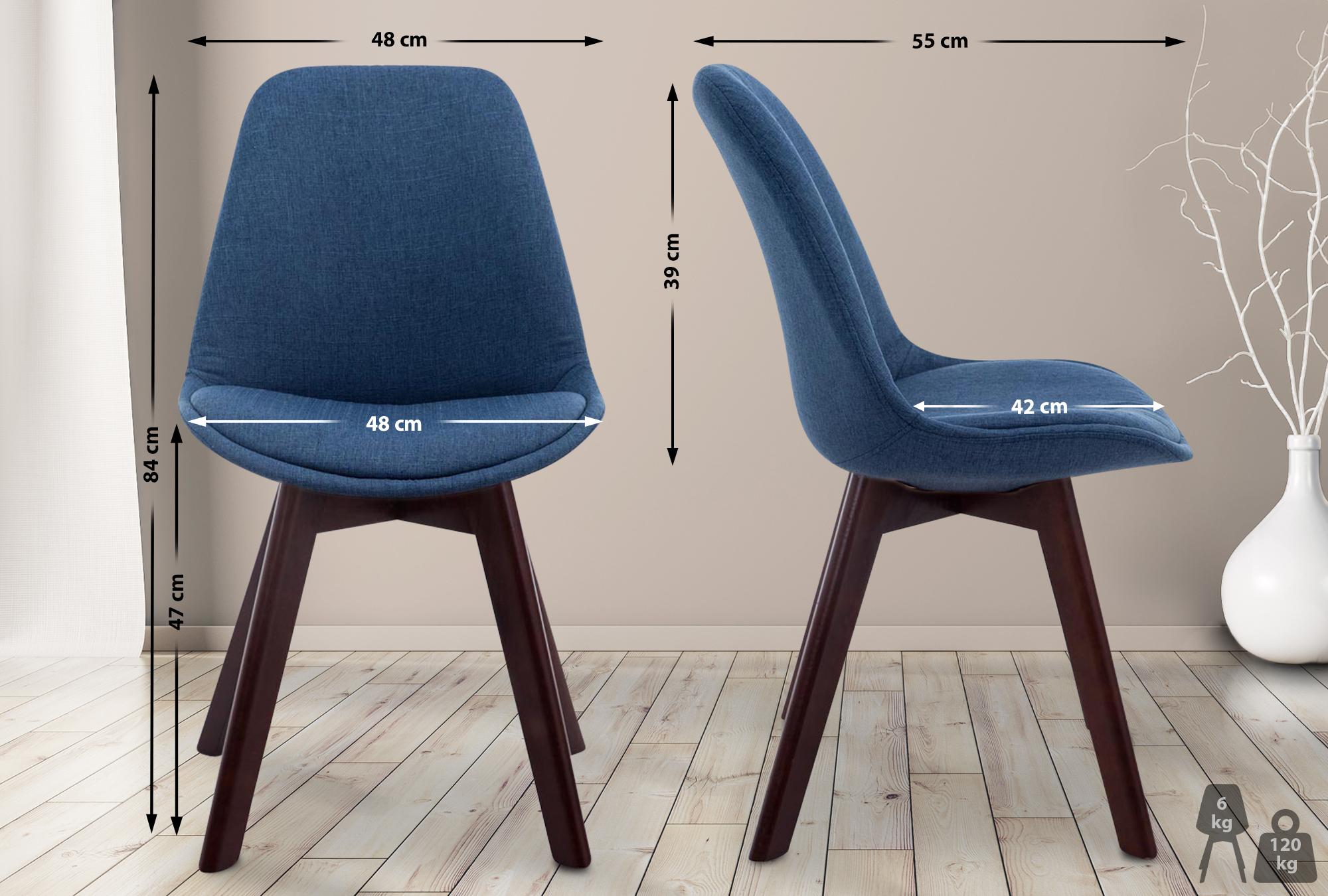Besucherstuhl Borneo V2 Walnuss Stoff, blau