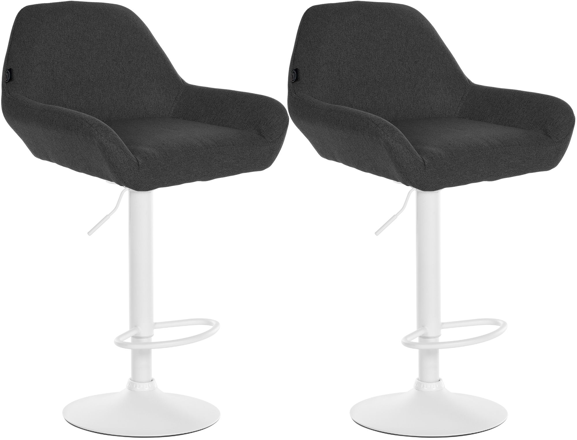 2er Set Barhocker Braga Stoff weiß, dunkelgrau