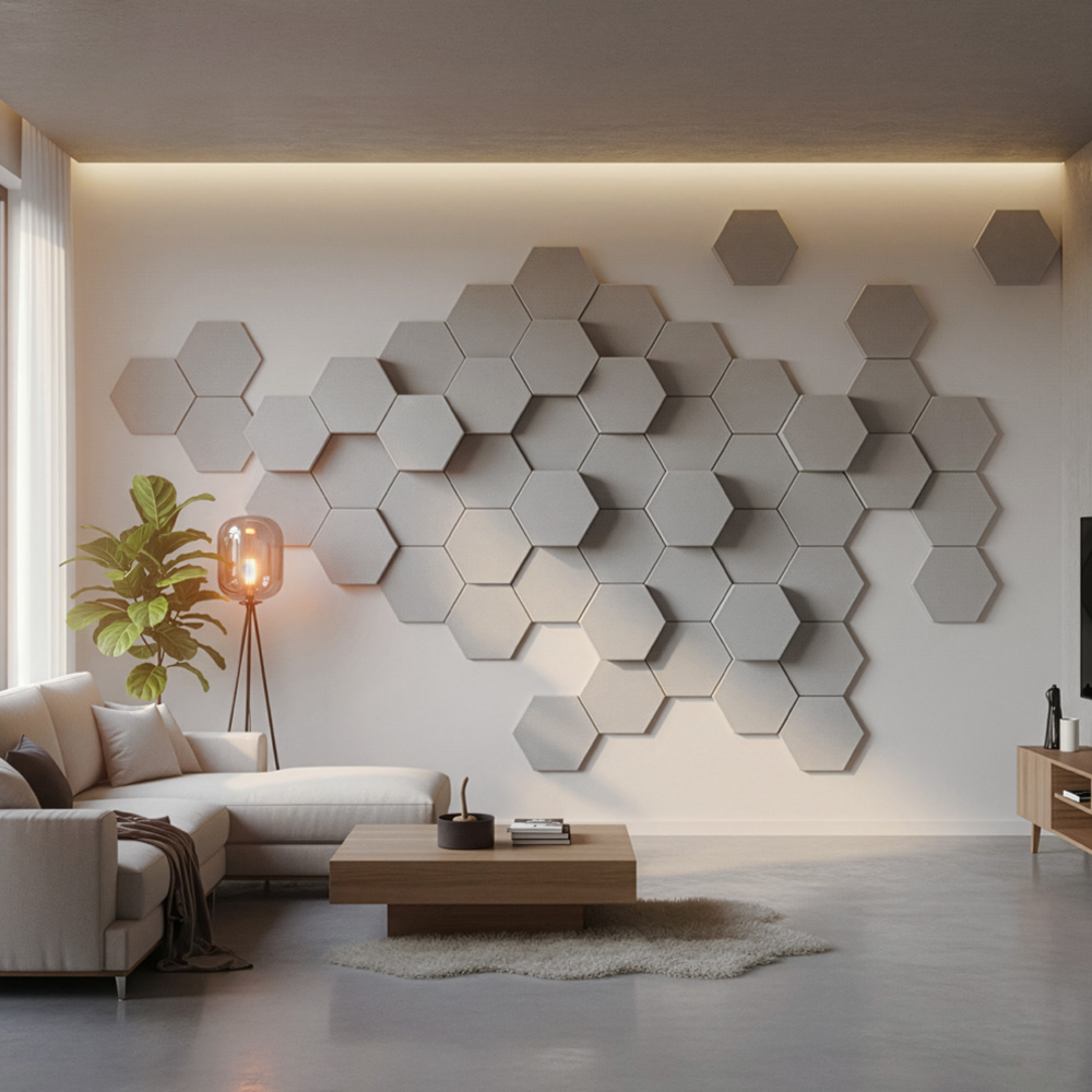 Akustikplatten Hexagon selbstklebend SILENT - 5er Set Hellgrau