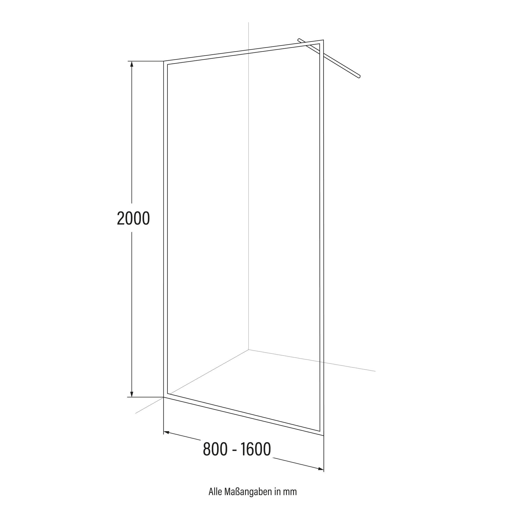 Duschabtrennung ESG-Glas BAKI - 160 x 200 cm Schwarzer Rahmen