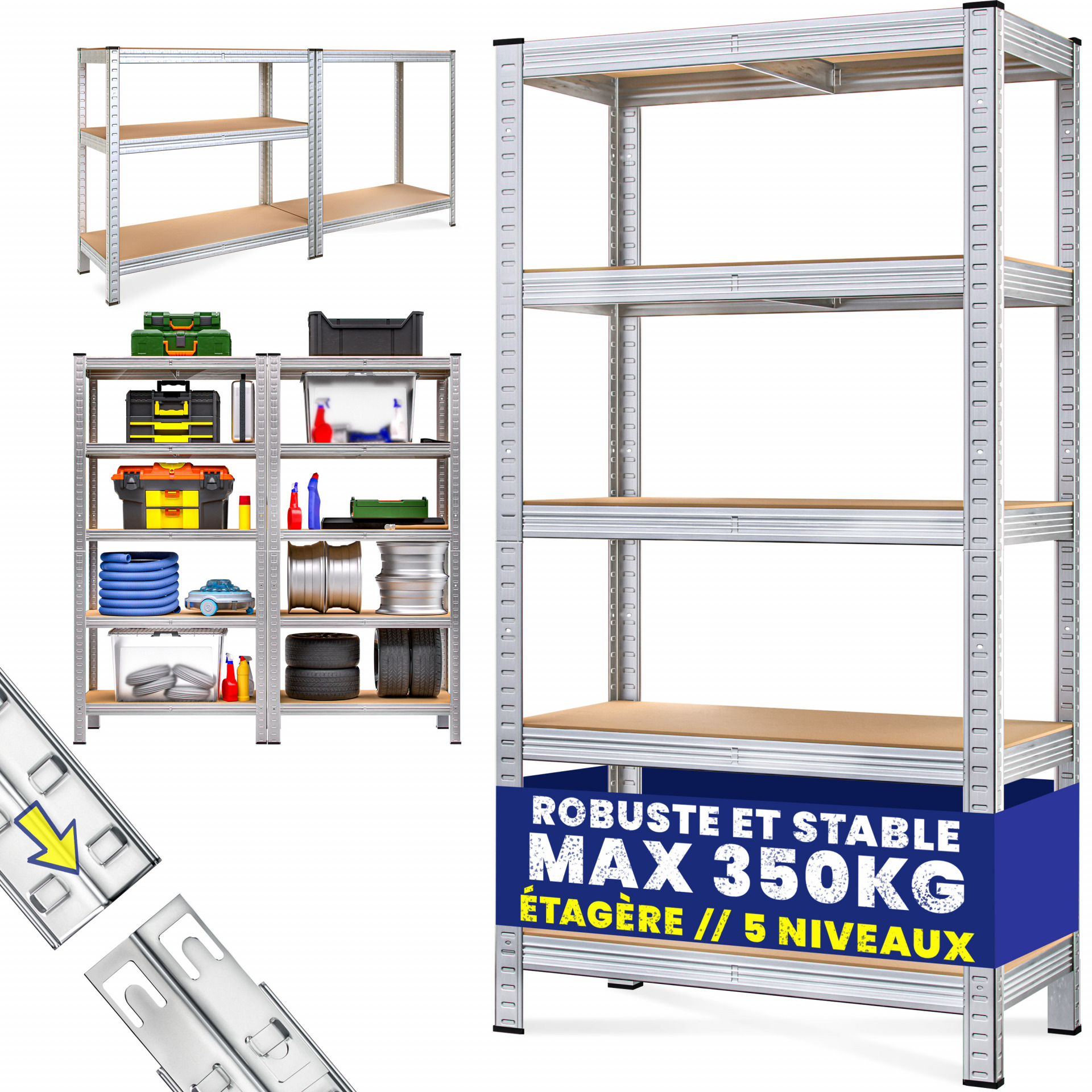 Schwerlastregal 170x75x30cm verzinkt 350kg