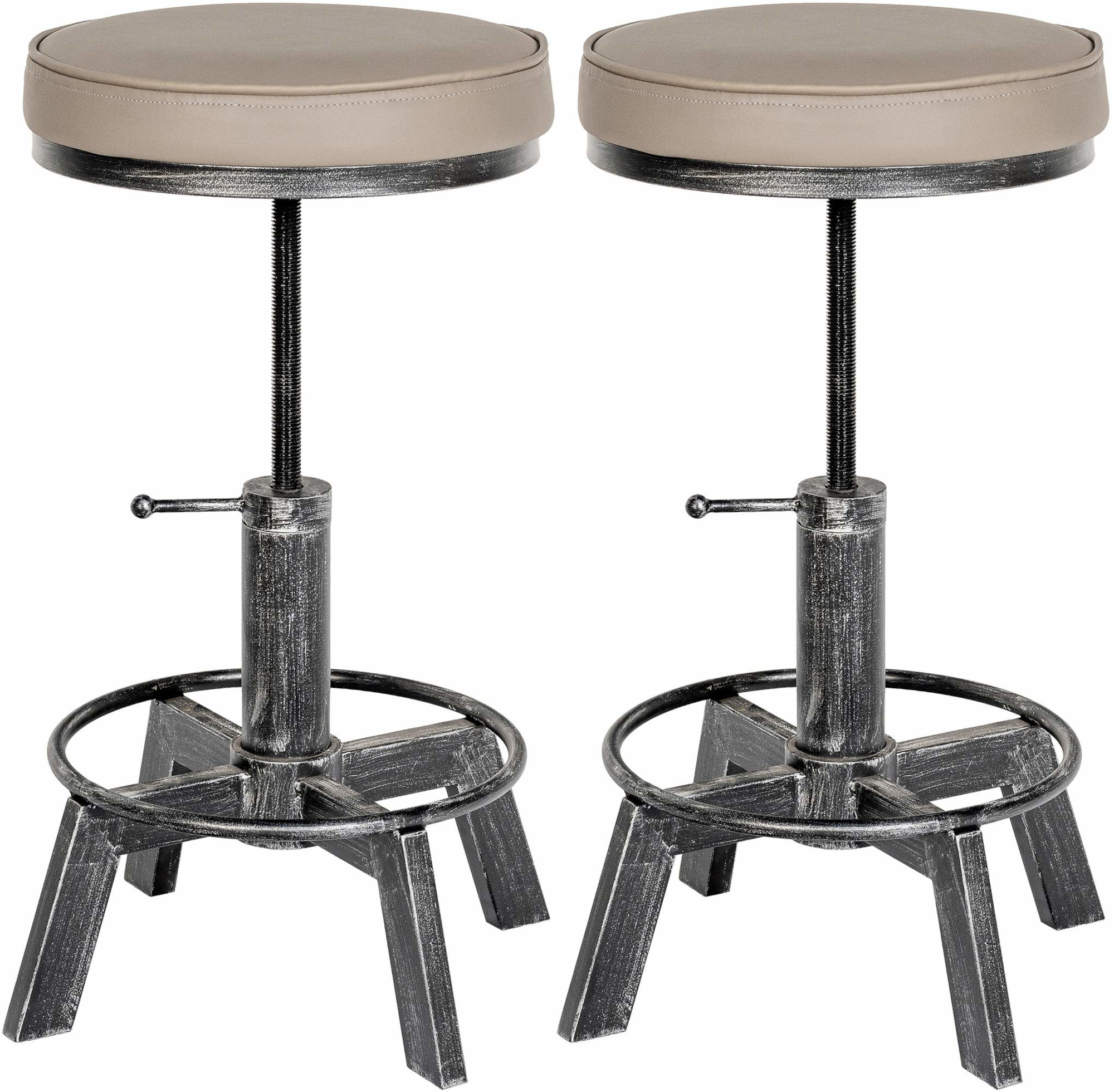 2er Set Hocker Destin, antik silber