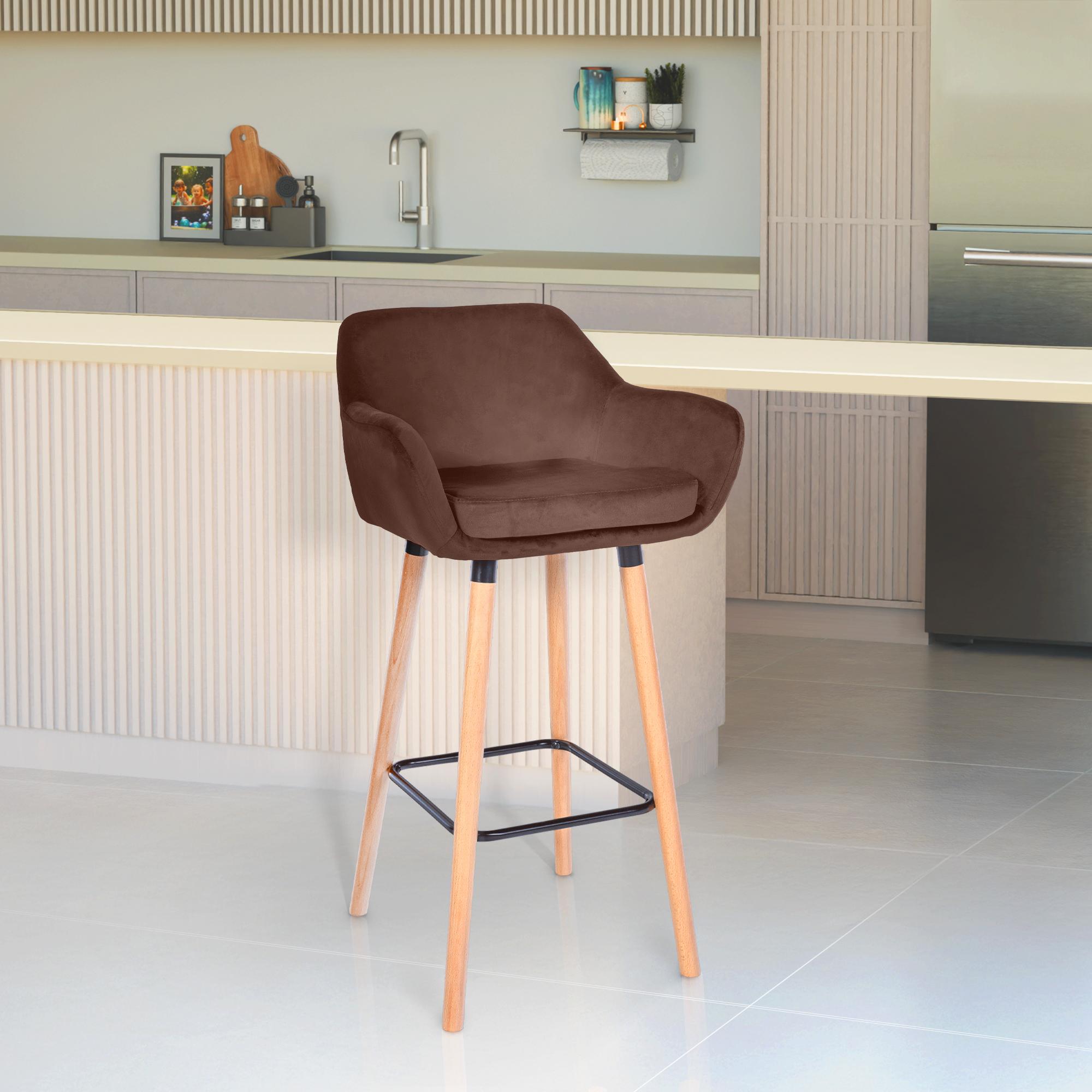 2er Set Barhocker Grant Samt, coffee