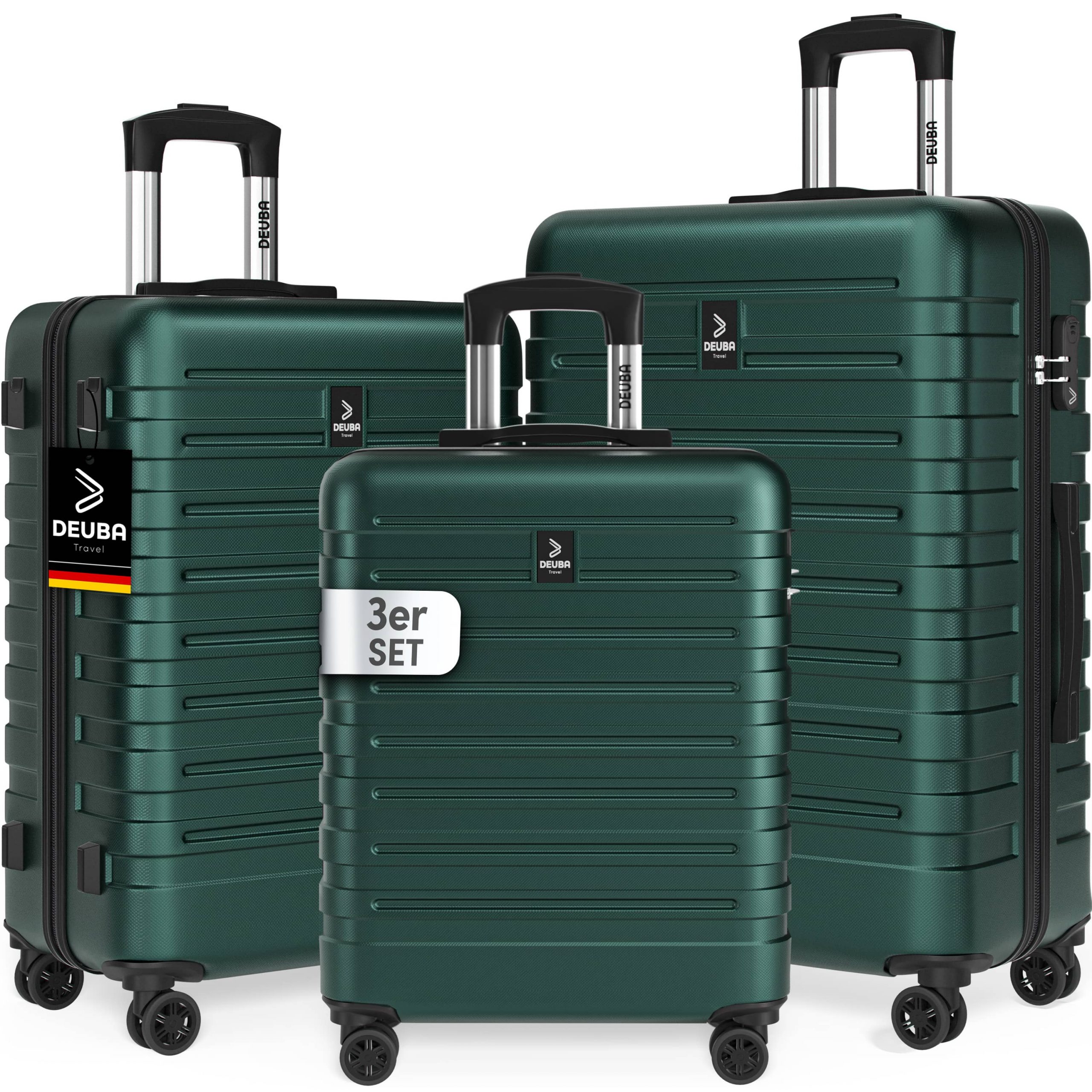 Hartschalenkoffer New York Set 3-tlg Grün Rollen 360º ABS