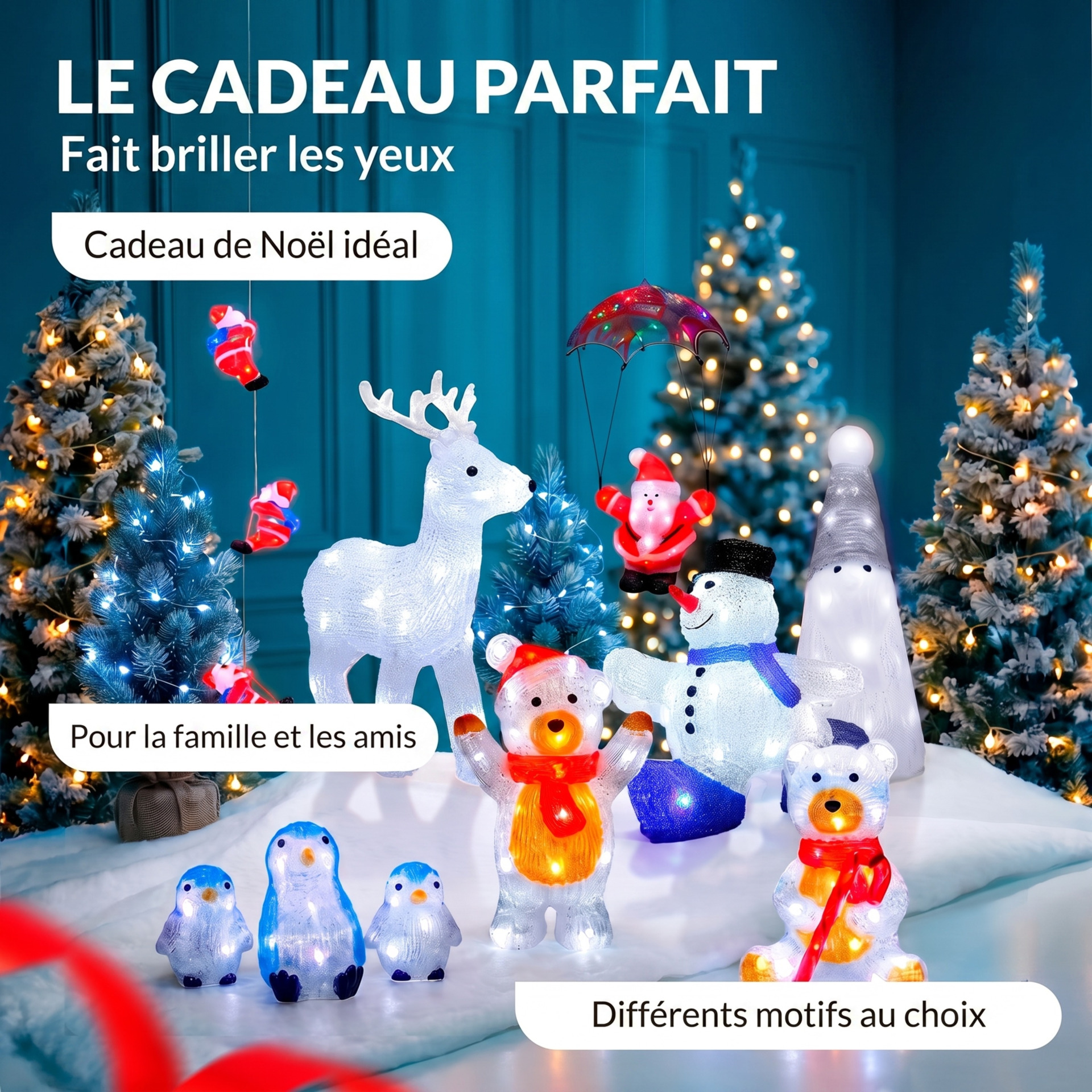 LED Acryl Figur Weihnachten Santa Weiß