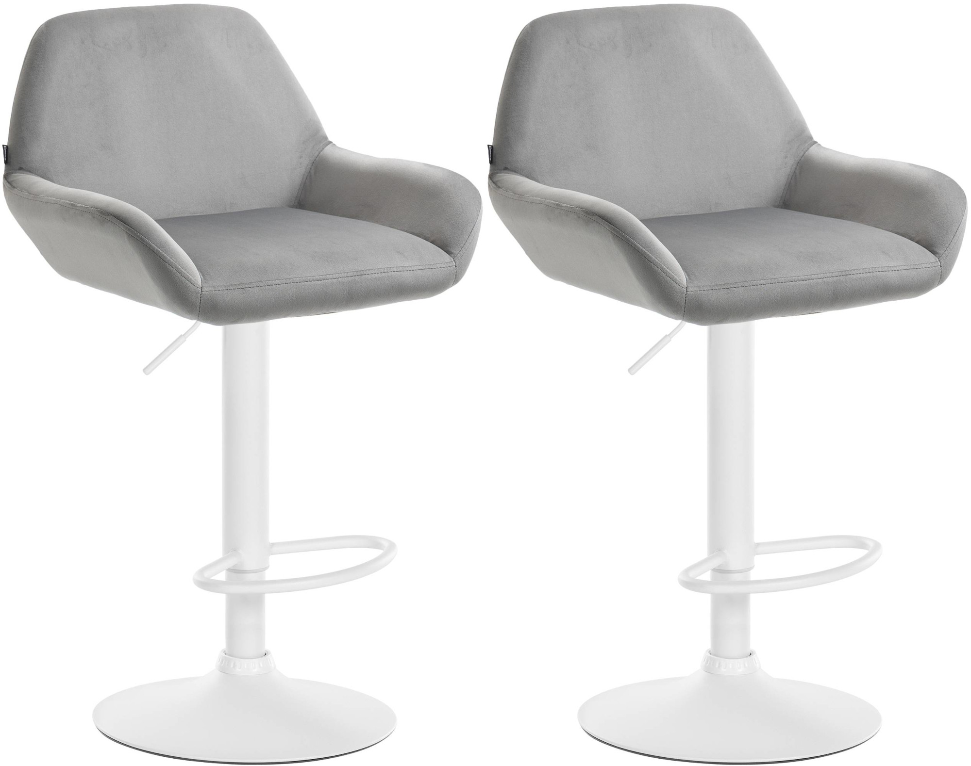 2er Set Barhocker Braga Samt weiß, grau