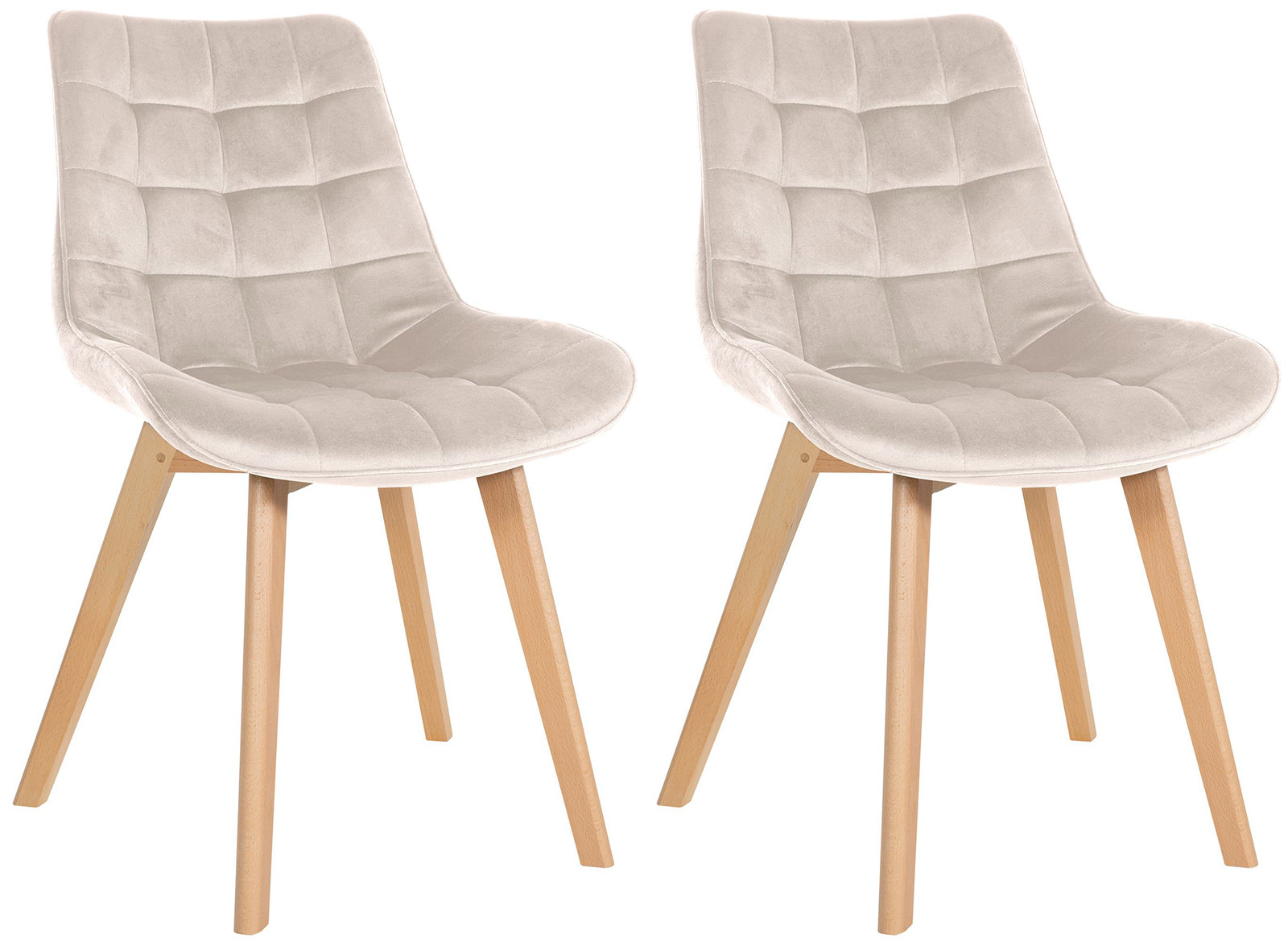 2er Set Stühle Brook Samt, creme