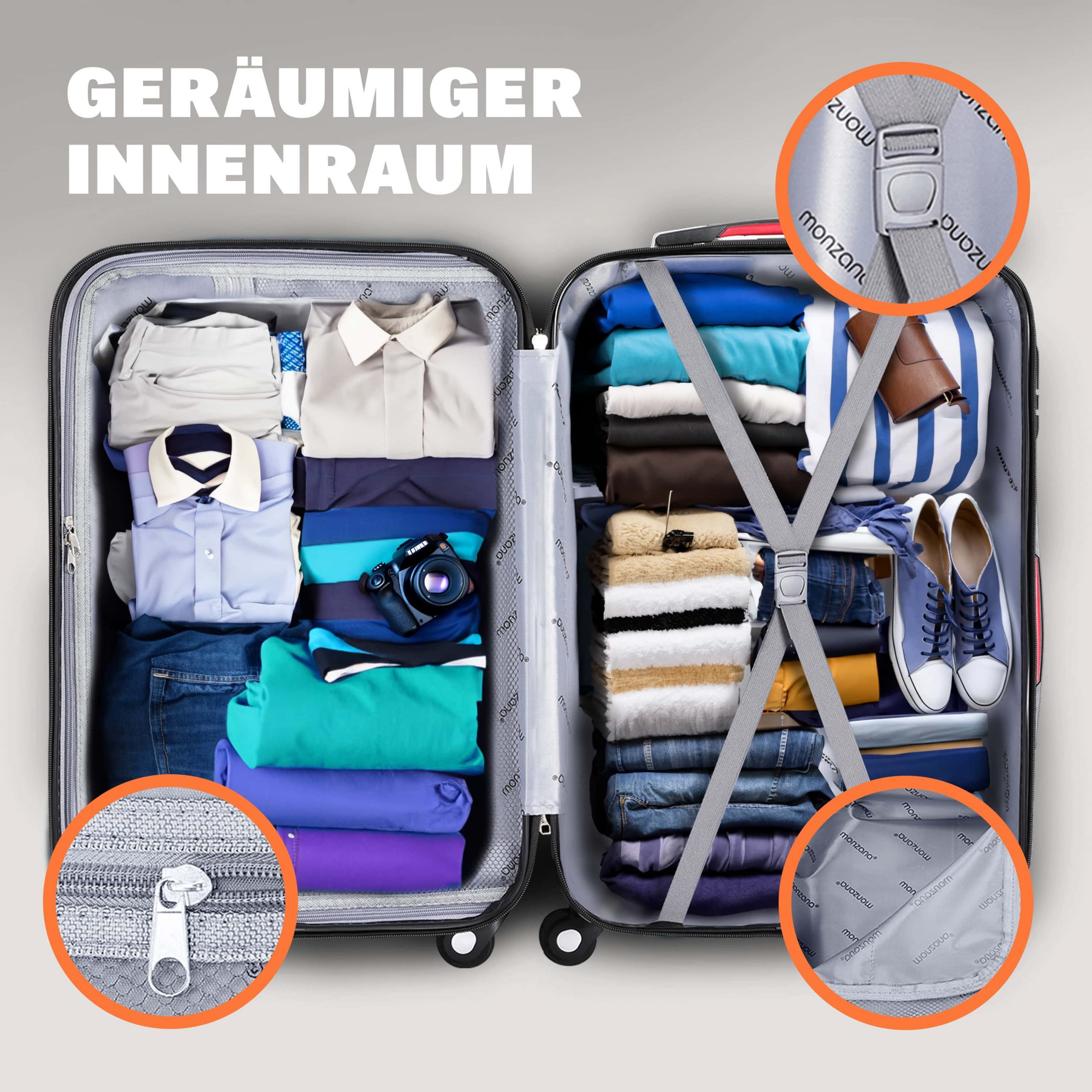 Hartschalenkoffer Set 4tlg Rollen 360º Blau ABS