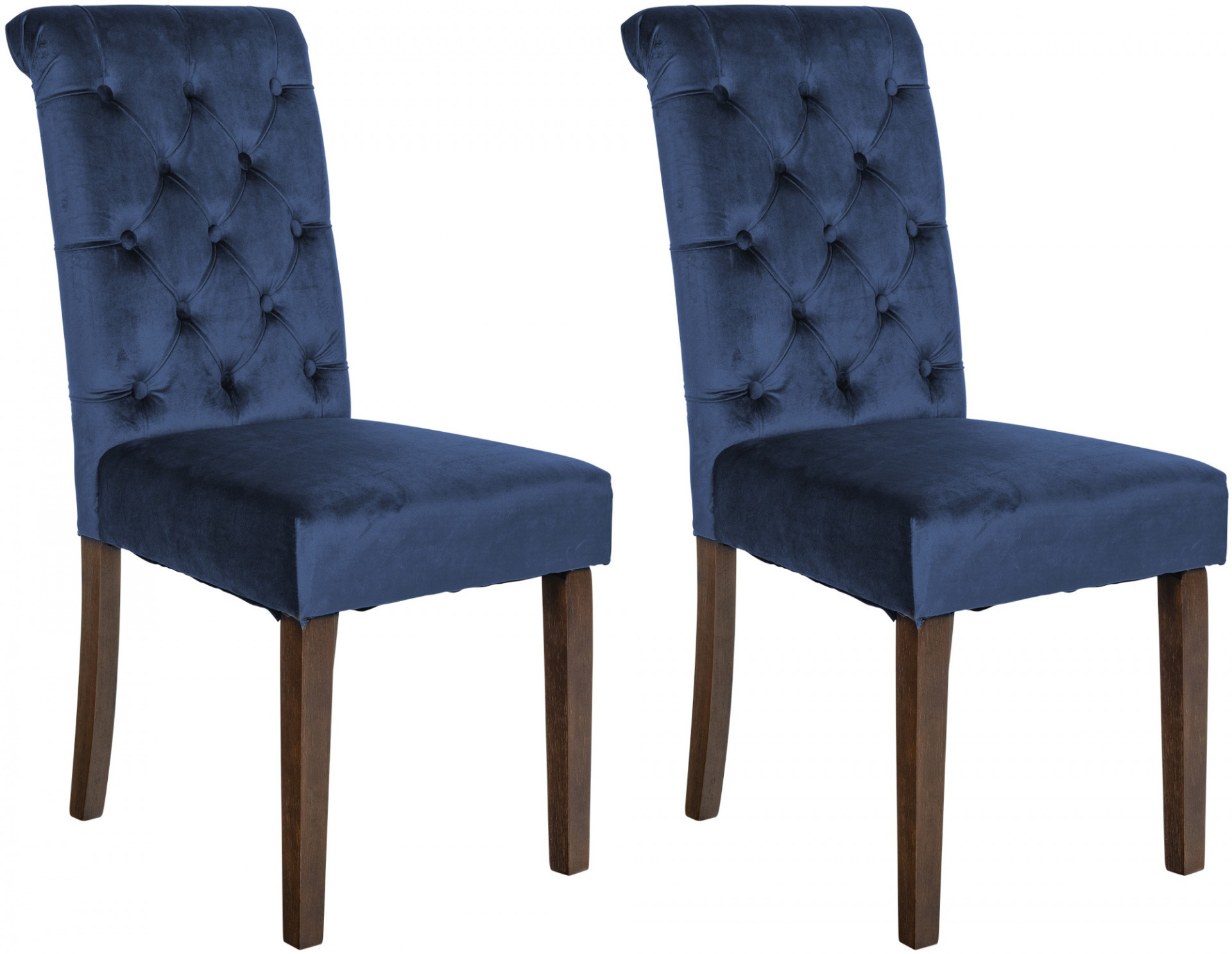 2er Set Esszimmerstühle Lisburn Samt, blau