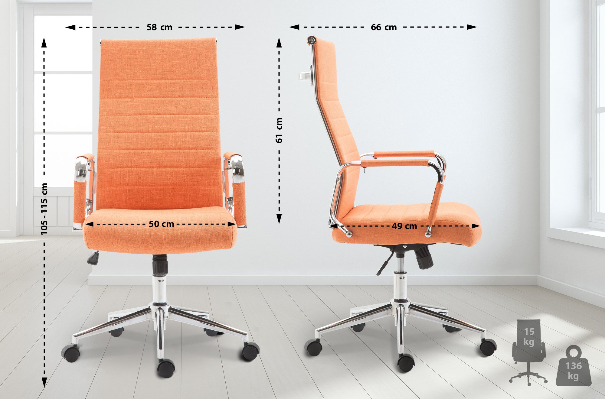 Bürostuhl Kolumbus Stoff, orange