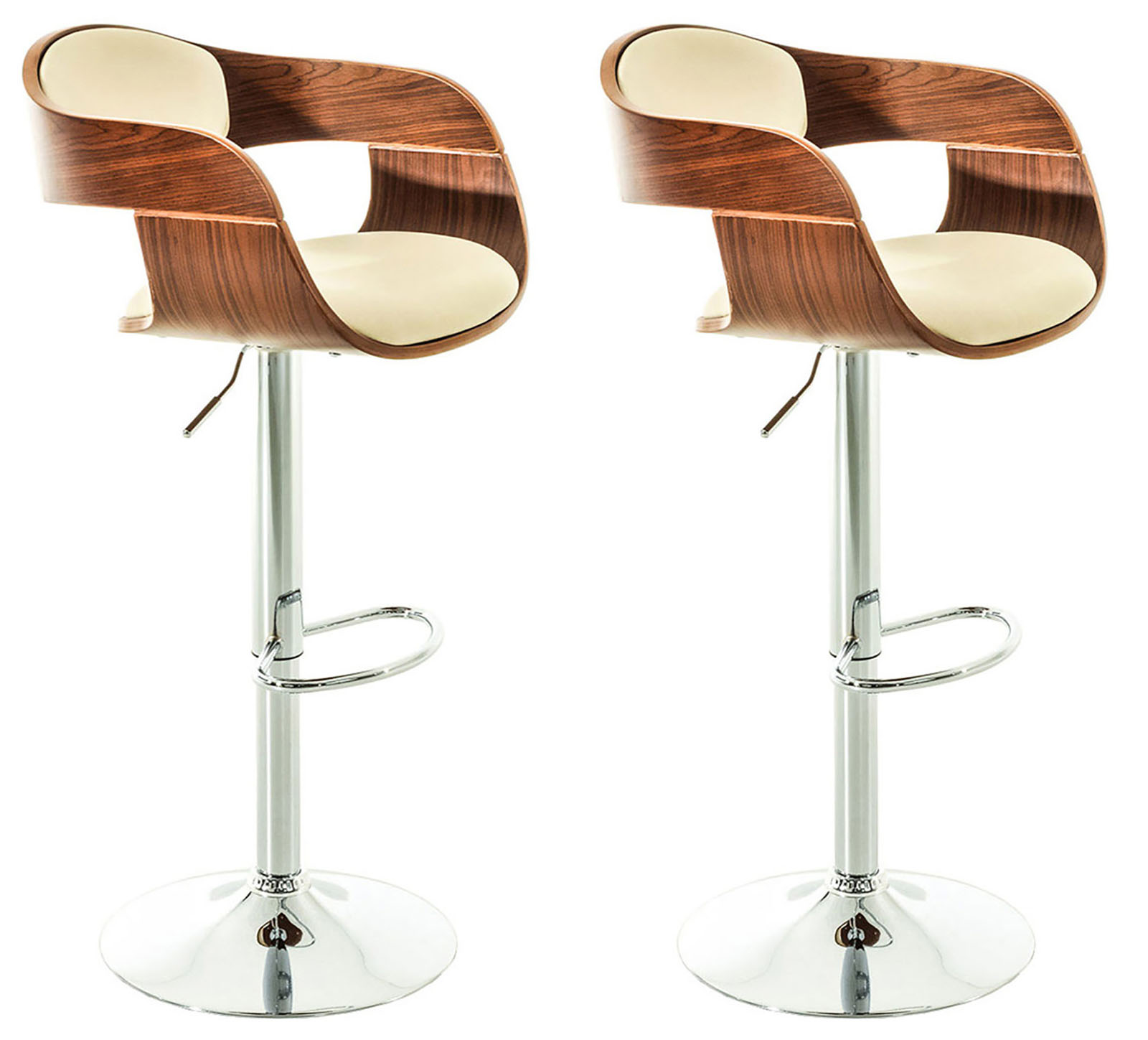2er Set Barhocker Kingston C Kunstleder, walnuss/creme