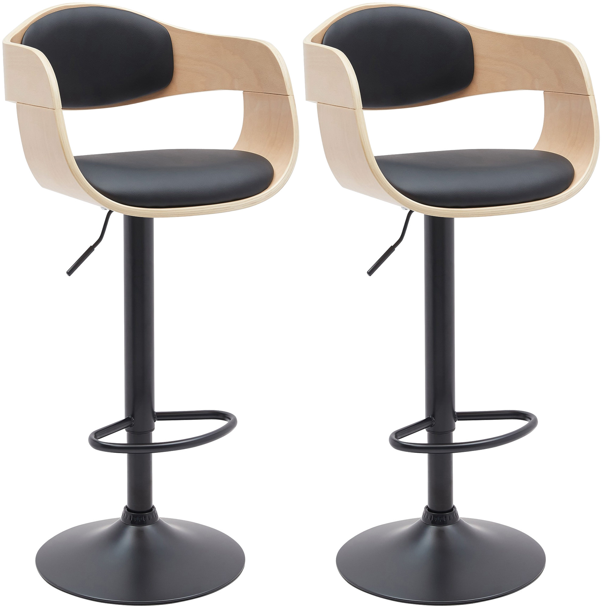 2er Set Barhocker Kingston B Kunstleder, natura/schwarz