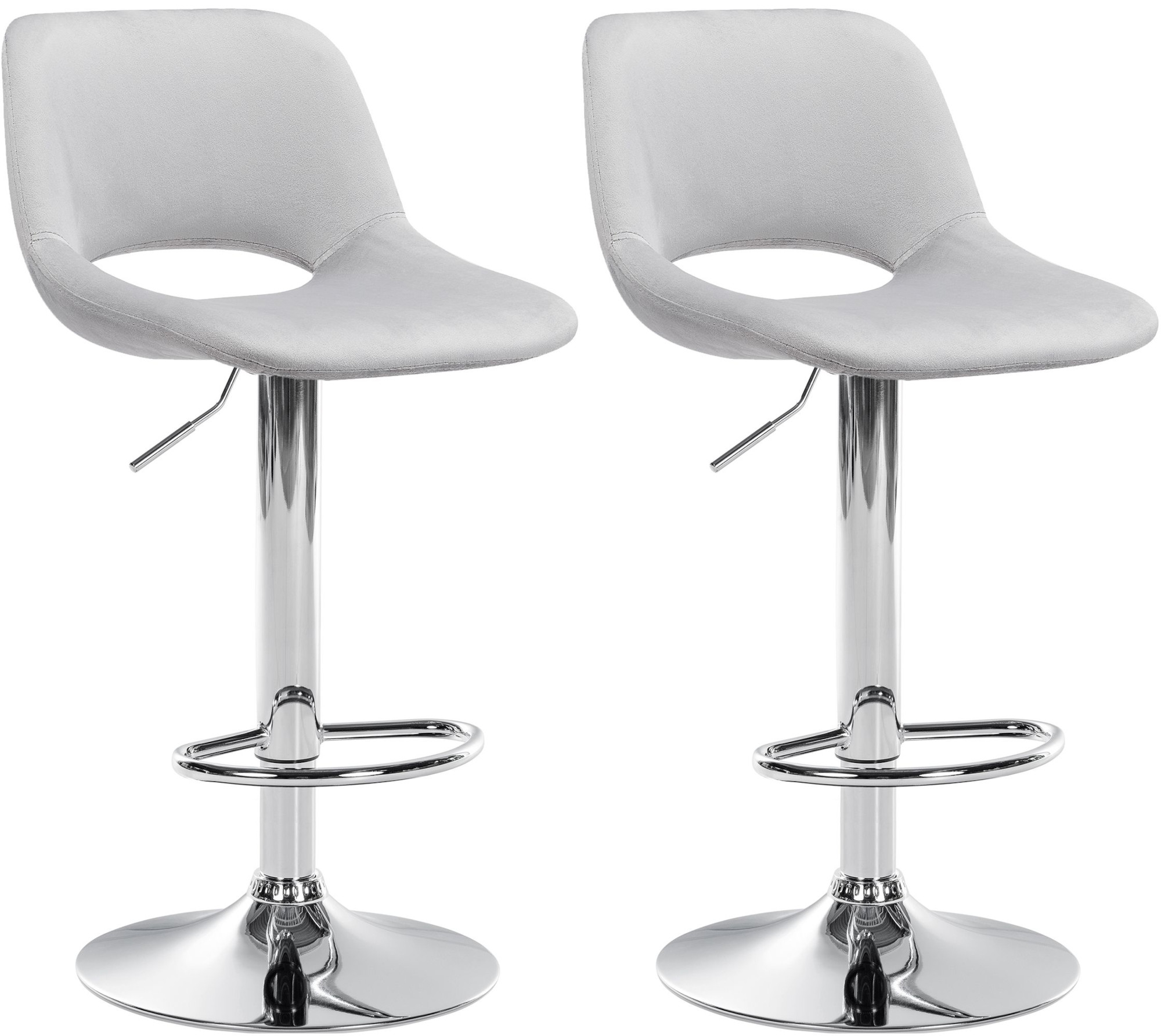 2er Set Barhocker Camden Samt chrom, hellgrau