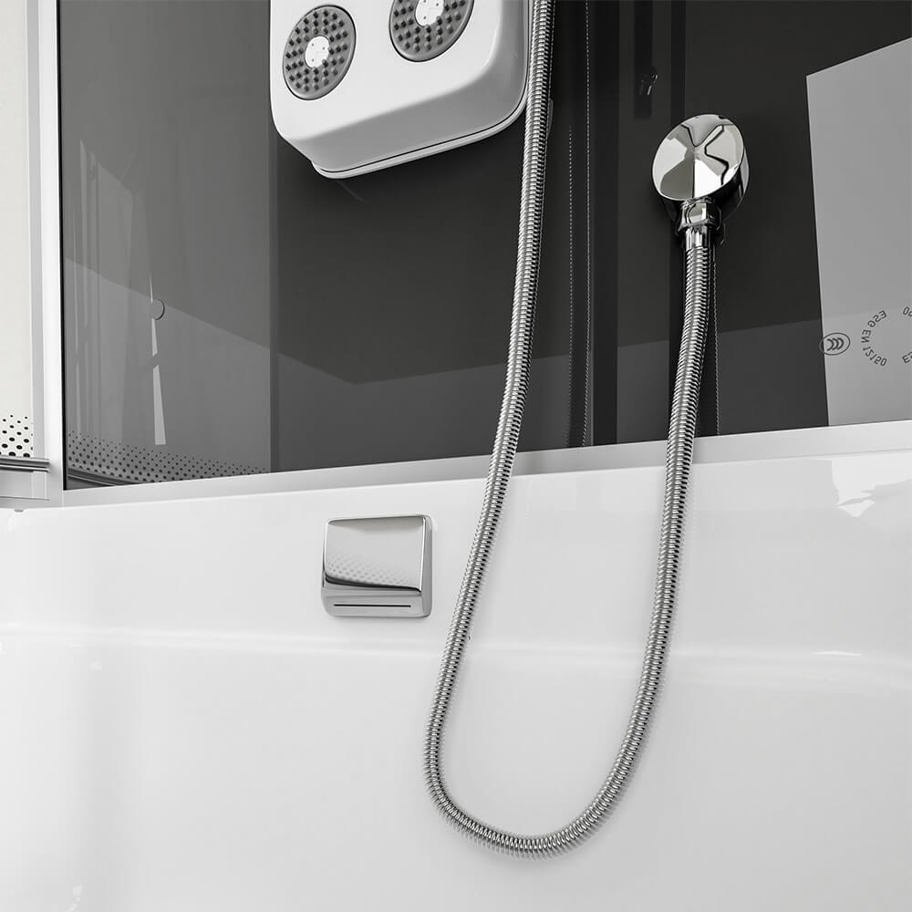 Duschkabine mit Badewanne ALLIN 2IN1 - 170 x 90 Schwarz Links