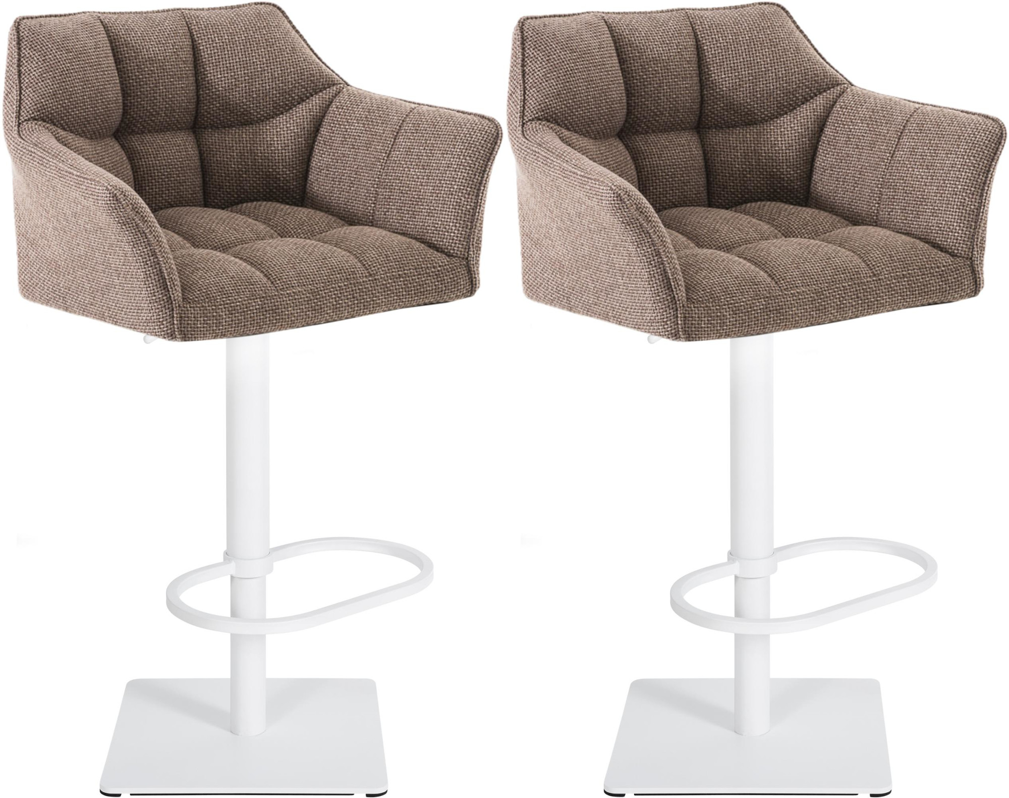 2er Set Barhocker Damaso Stoff weiß, terrabraun