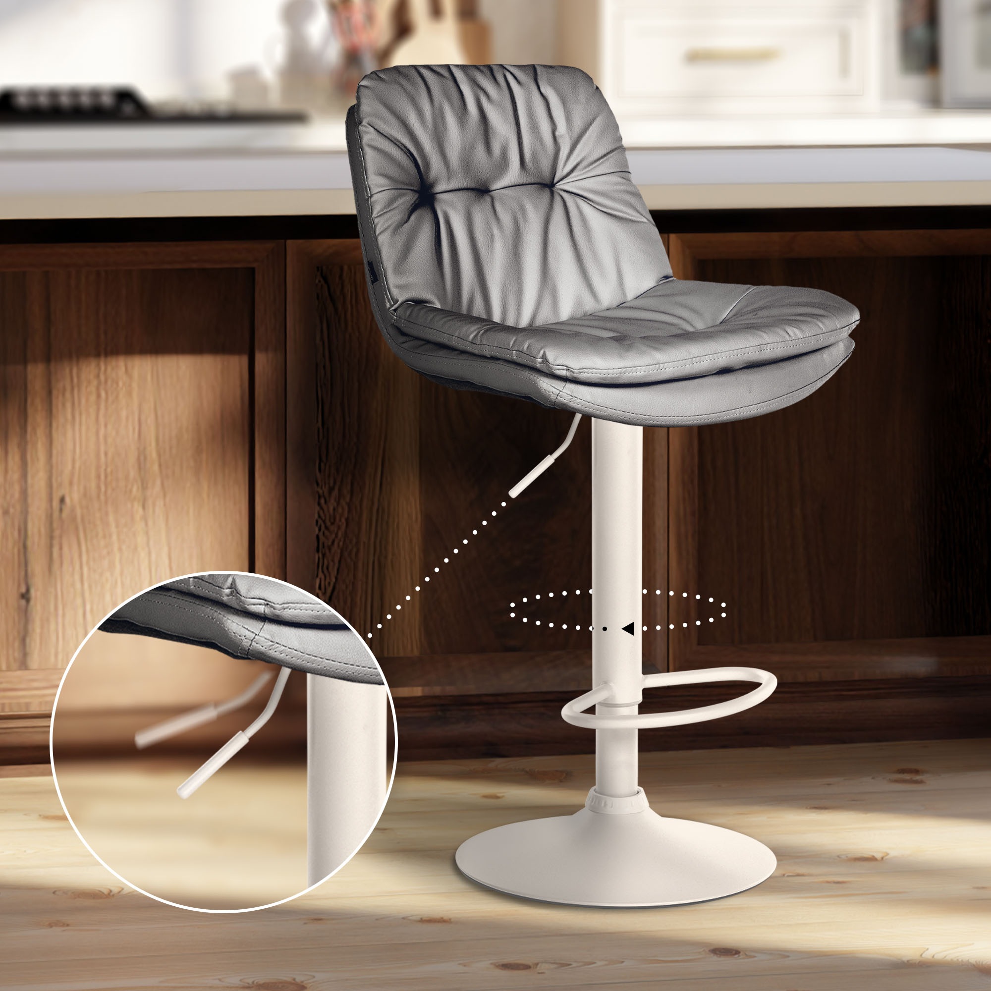 Barhocker Laurel Kunstleder weiß, grau