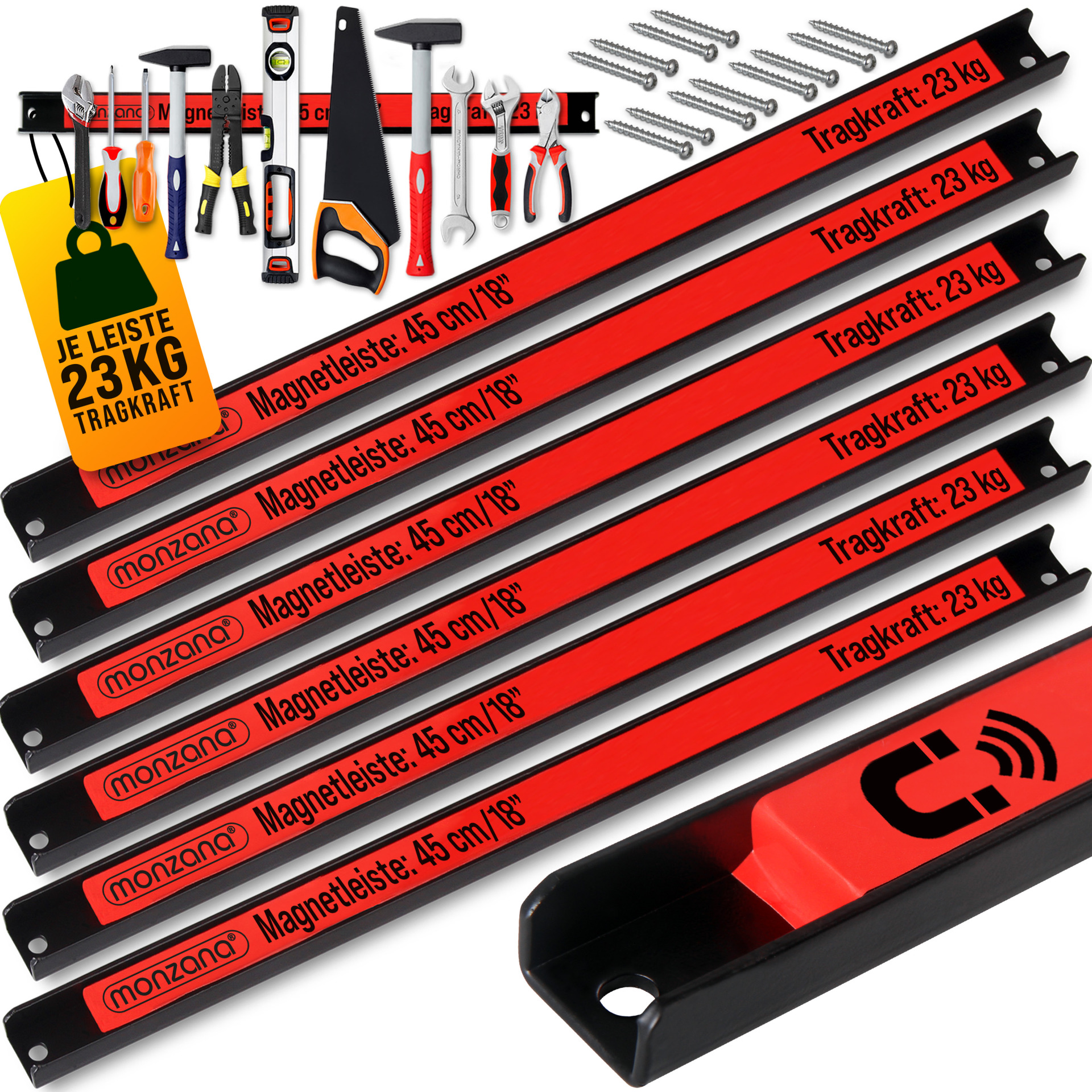 Magnetleiste 6er-Set 45cm inkl Montagematerial