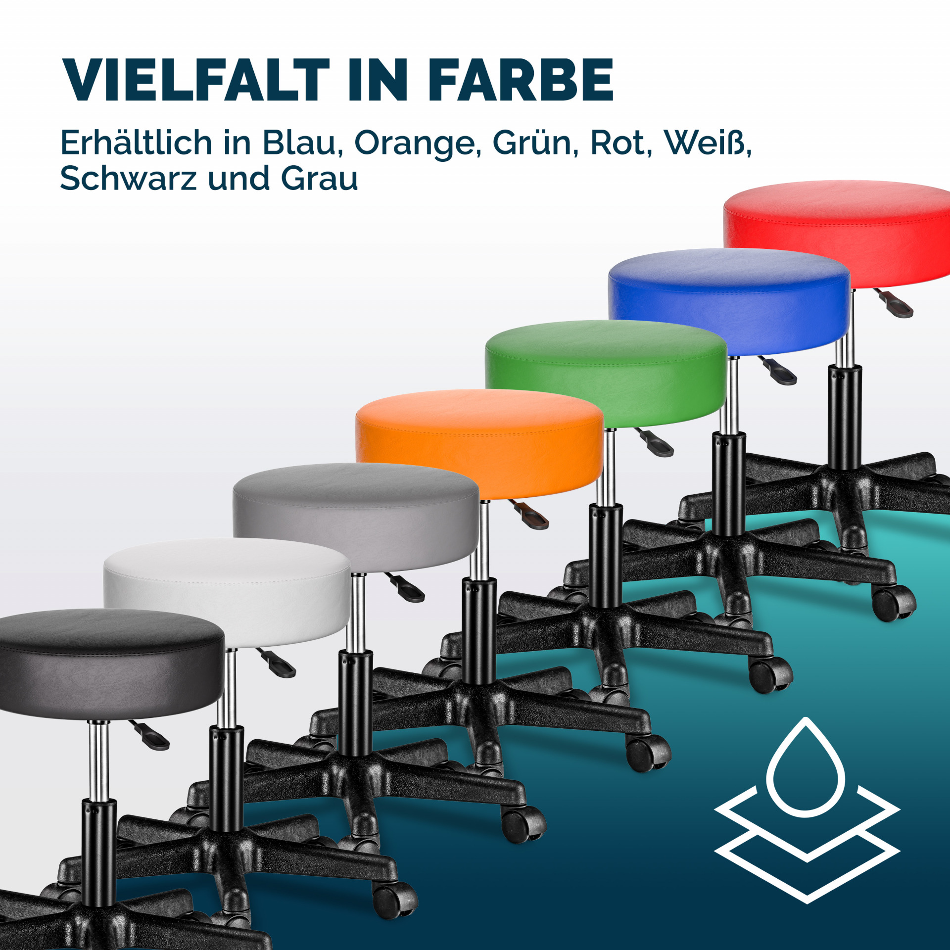 Rollhocker Kunstleder Grün 360° drehbar
