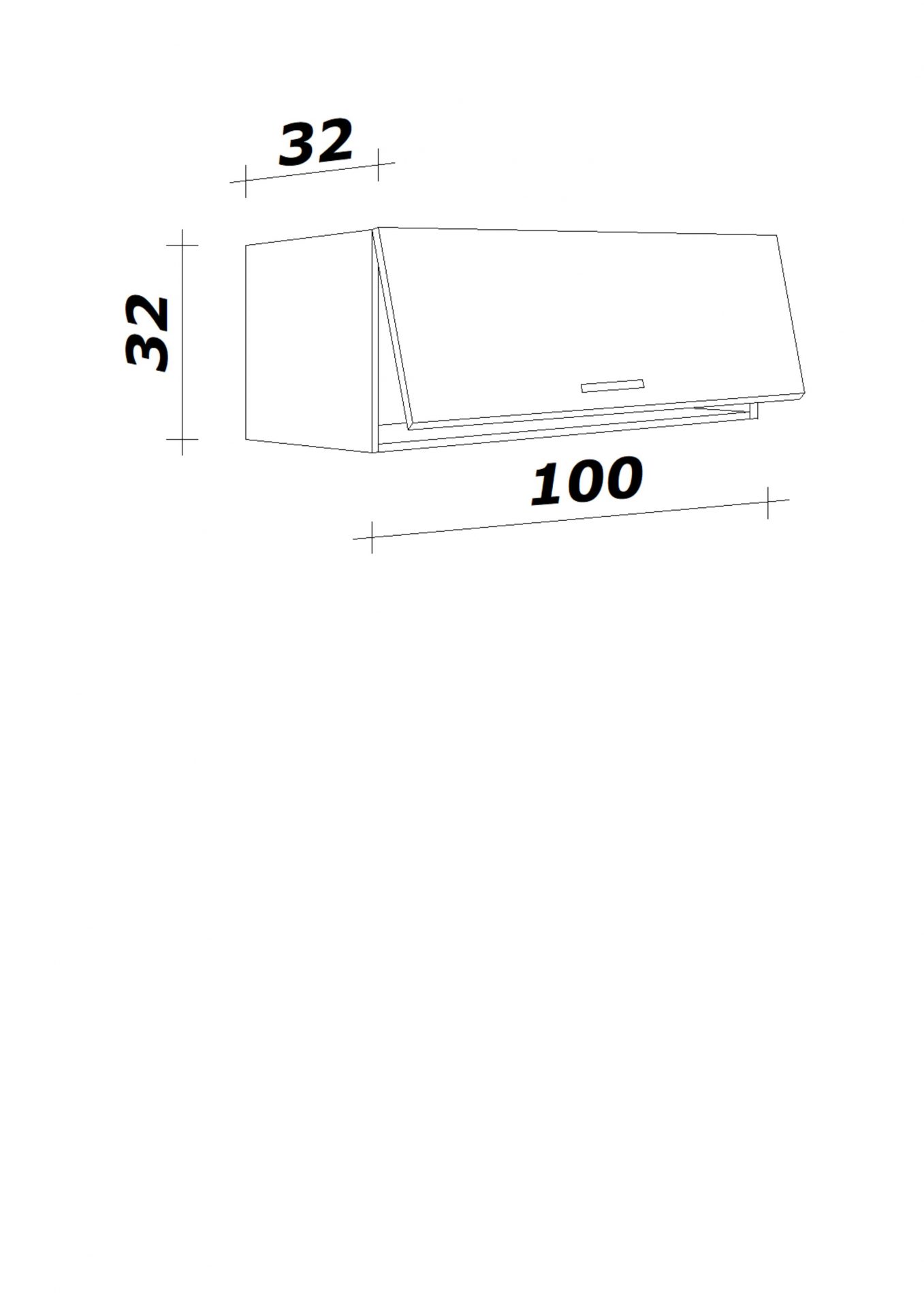 Klappen-Hängeschrank CARA 100x32 cm