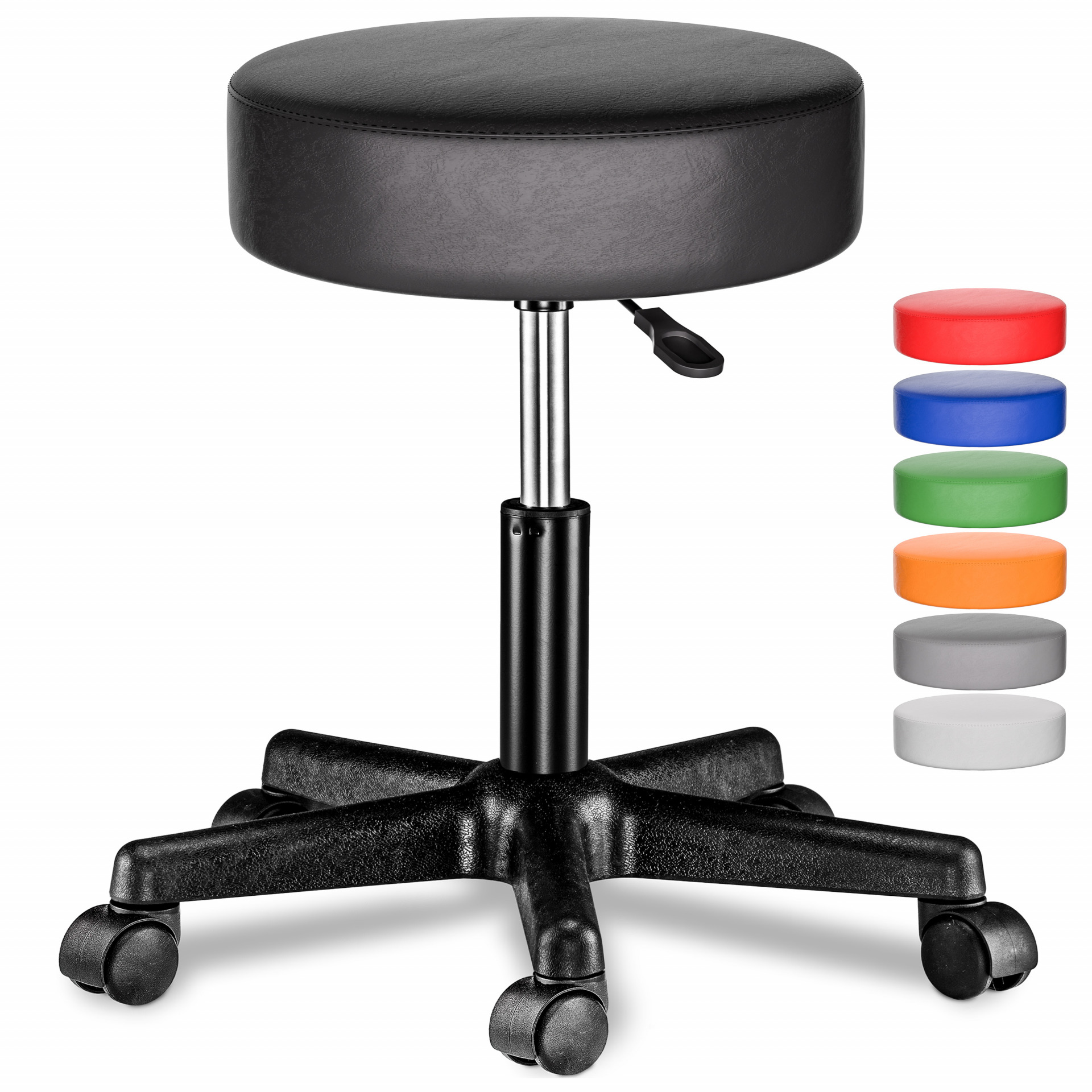 Rollhocker Kunstleder Schwarz 360° drehbar