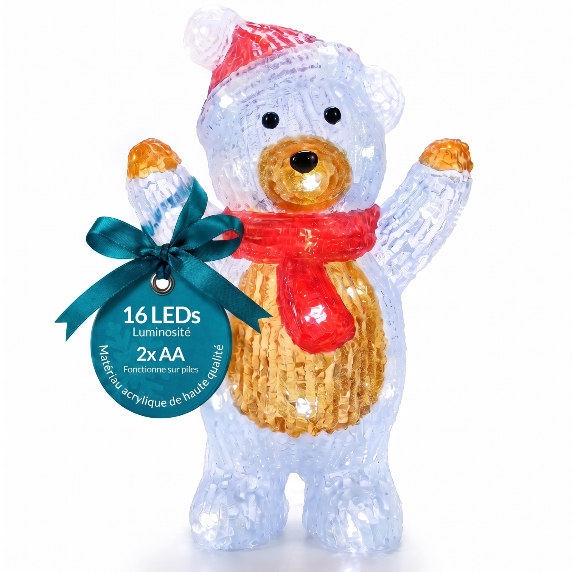 LED Acryl Figur Weihnachten Teddy stehend