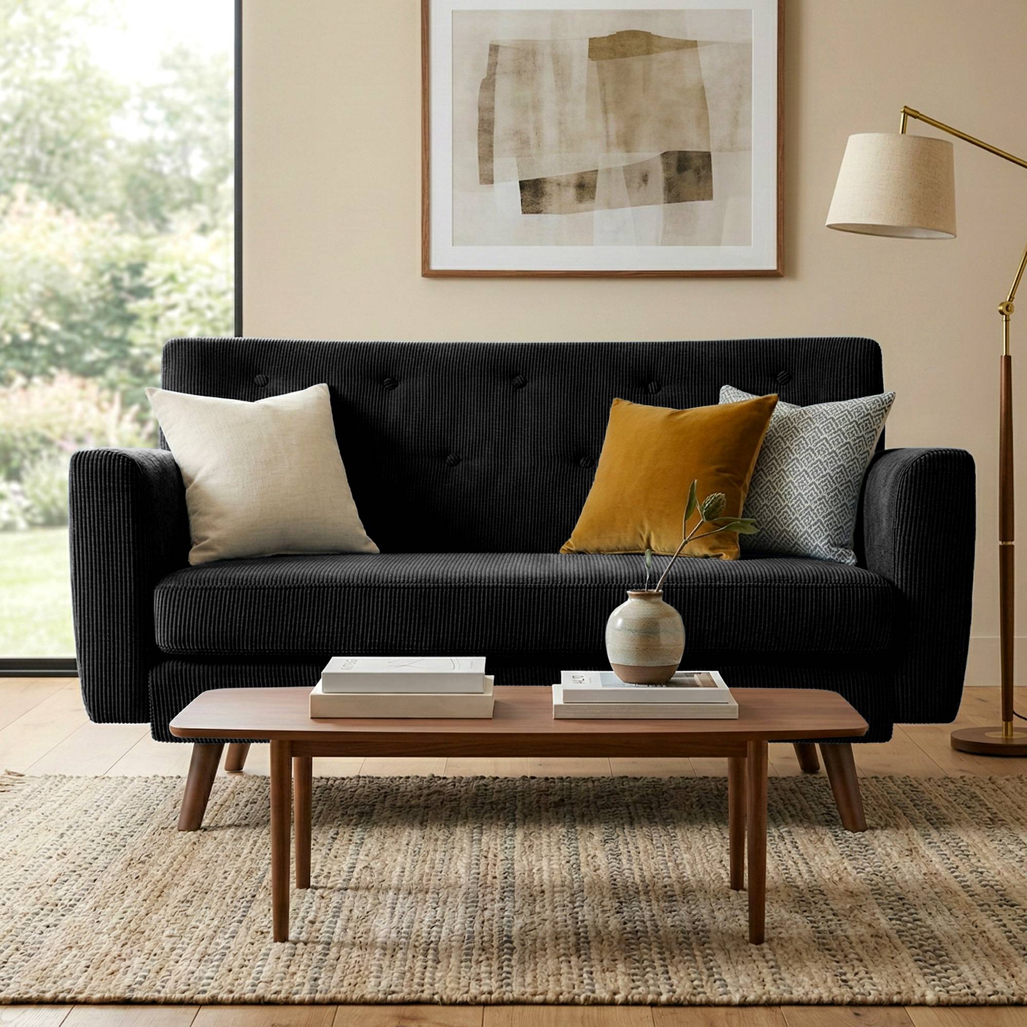 Sofa Kioni Cord, schwarz