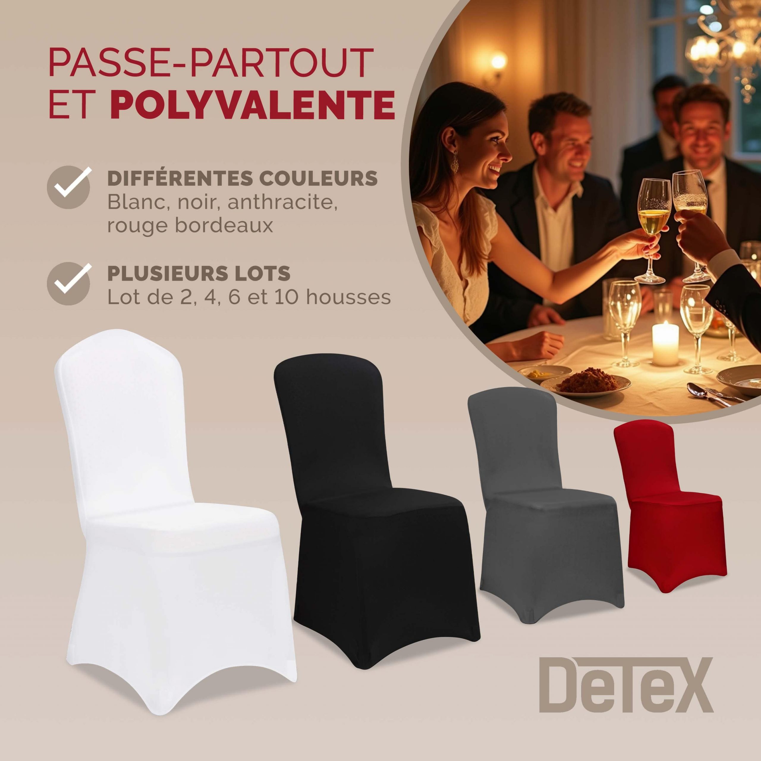 Stuhlhusse 6er-Set Bordeaux OEKO-TEX®