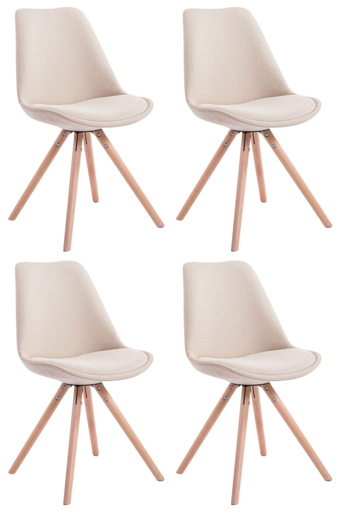 4er Set Stühle Toulouse Stoff Natura Rund, creme